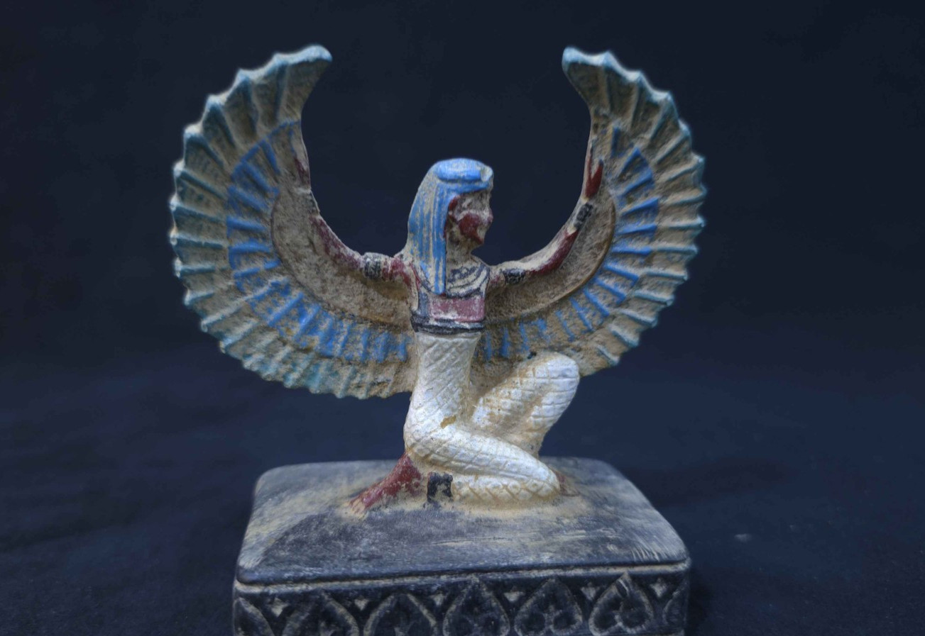 Ancient Egyptian Goddess Isis Winged Statue Sacred Protector Artifact