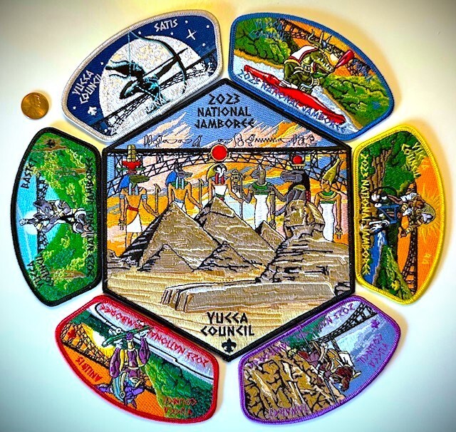 OA GILA LODGE 378 BSA YUCCA COUNCIL 2023 JAMBOREE 7-PATCH JSP SET EGYPTIAN GODS