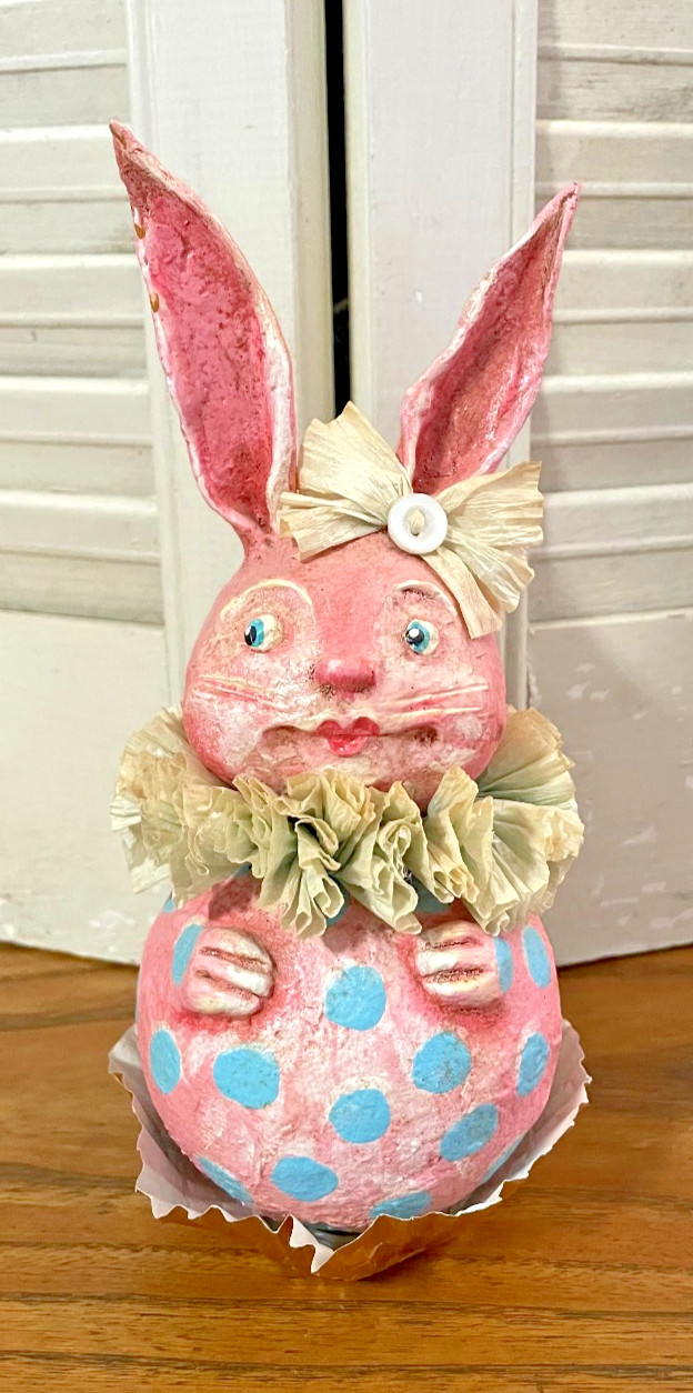 Debra Schoch Original Pink Blue Dots Bunny Rabbit 7 Debra Schoch Original Pink Blue Dots Bunny Rabbit 7