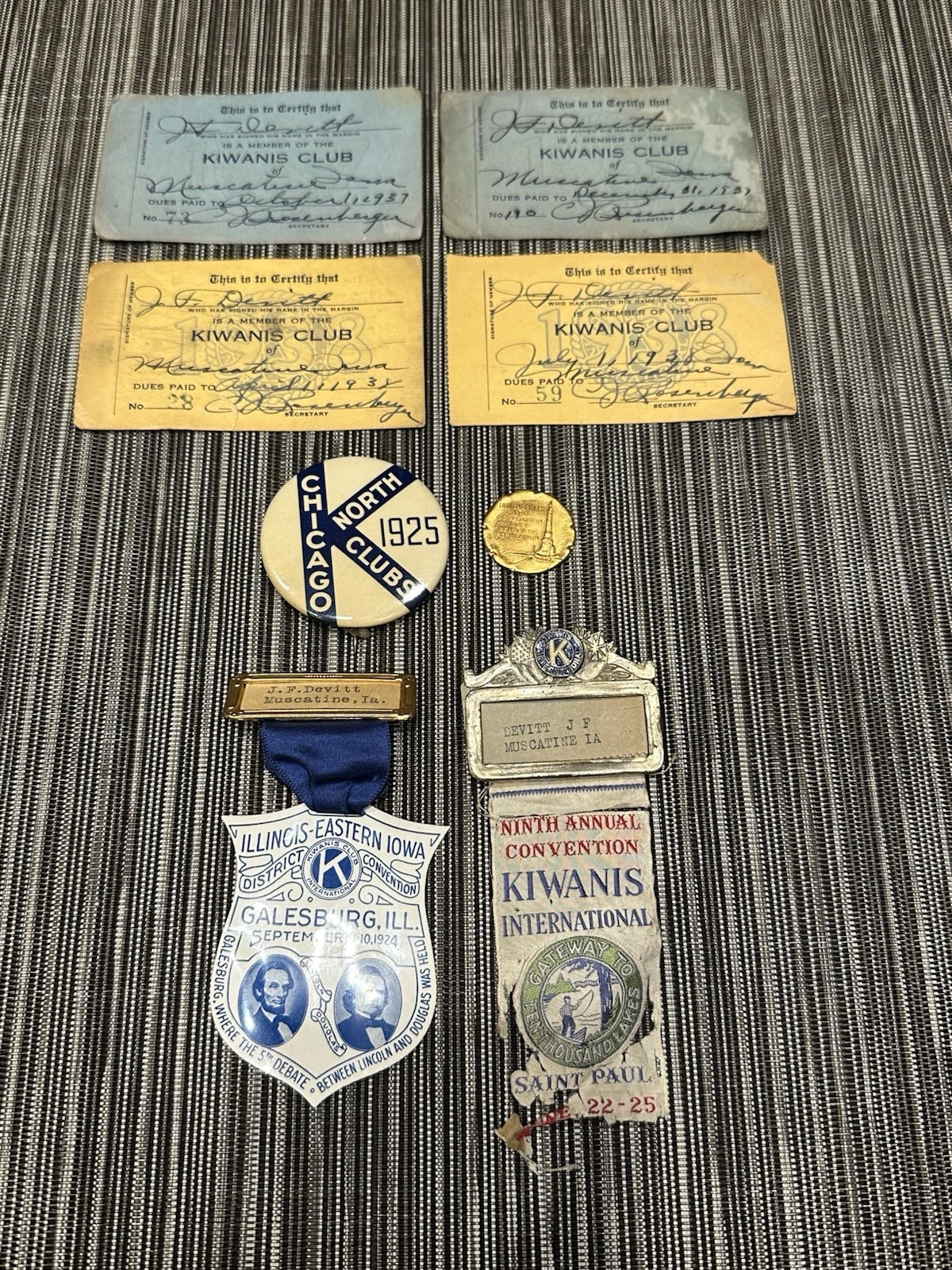 Rare Vintage 1920s Kiwanis Lot Badge Ribbon Button Token etc.