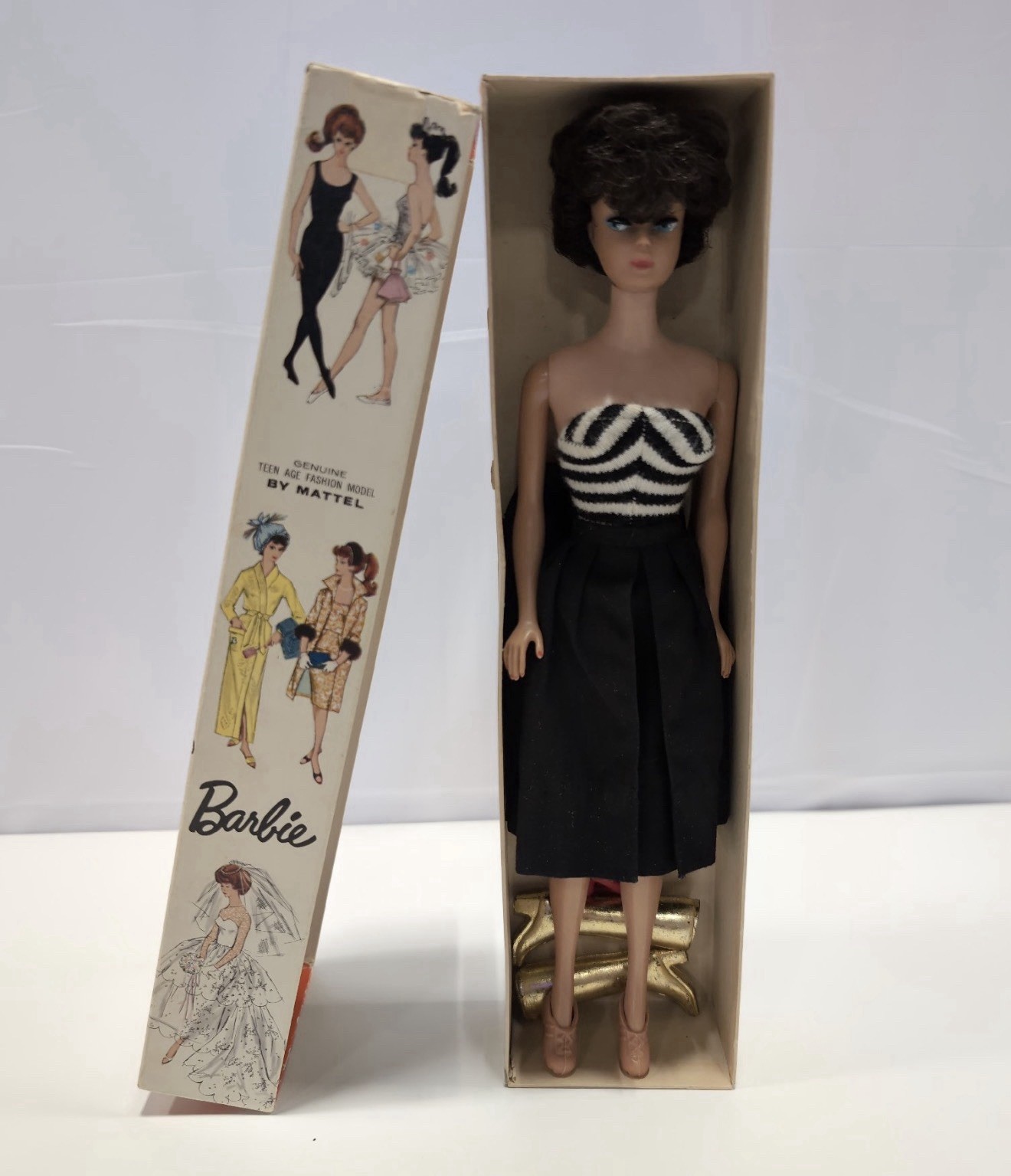 Vintage 1960s Brunette Bubble Cut Barbie by Mattel, Made in Japan Vintage 1960s Brunette Bubble Cut Barbie by Mattel, Made in Japan