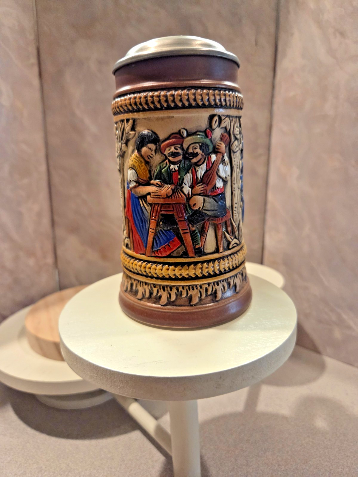 vintage german beer steins lidded handpainted
