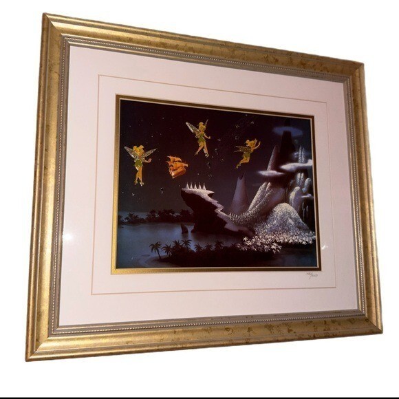 Disney Tinkerbell Framed Peter Pan Wall Art Night Flight Artwork Limited Edition Disney Tinkerbell Framed Peter Pan Wall Art Night Flight Artwork Limited Edition