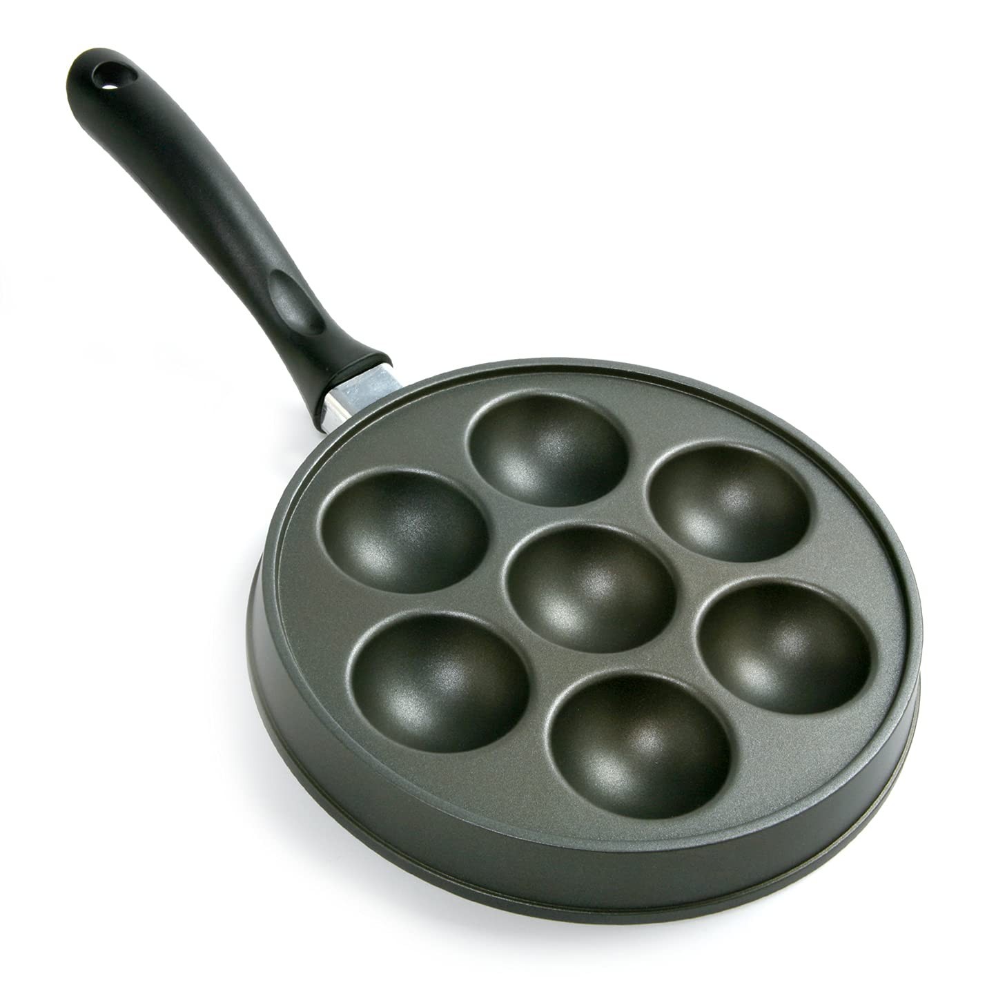 Norpro Nonstick Stuffed Pancake Pan 9 Inch Aebleskiver Ebelskiver Mold, Black Norpro Nonstick Stuffed Pancake Pan 9 Inch Aebleskiver Ebelskiver Mold, Black