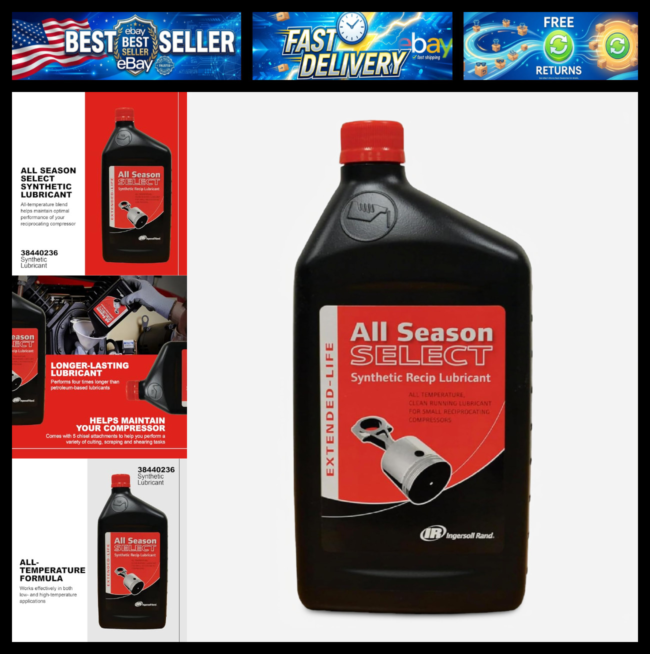Ingersoll Rand All Season Select Synthetic Air Compressor Oil, 1 L Ingersoll Rand All Season Select Synthetic Air Compressor Oil, 1 L