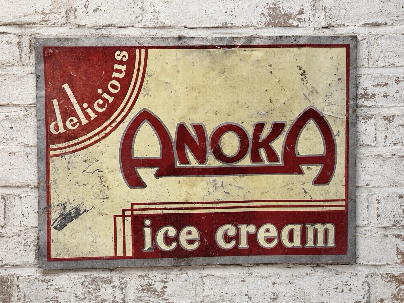 Rare Vintage Anoka Ice Cream Sign Minnesota Advertising Dairy MN Rare Vintage Anoka Ice Cream Sign Minnesota Advertising Dairy MN