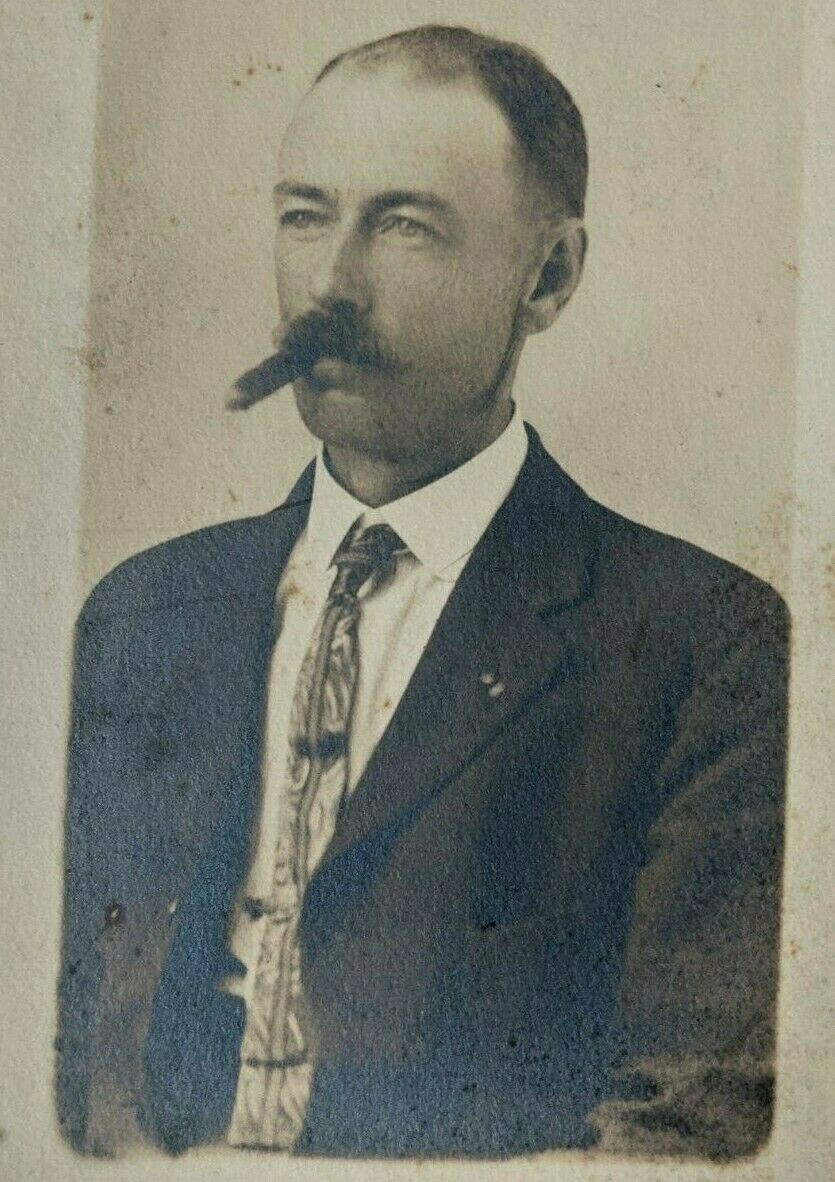 Vintage 1904-1918 Real Photo Postcard RPPC Portrait of Man in Suit with Cigar Vintage 1904-1918 Real Photo Postcard RPPC Portrait of Man in Suit with Cigar