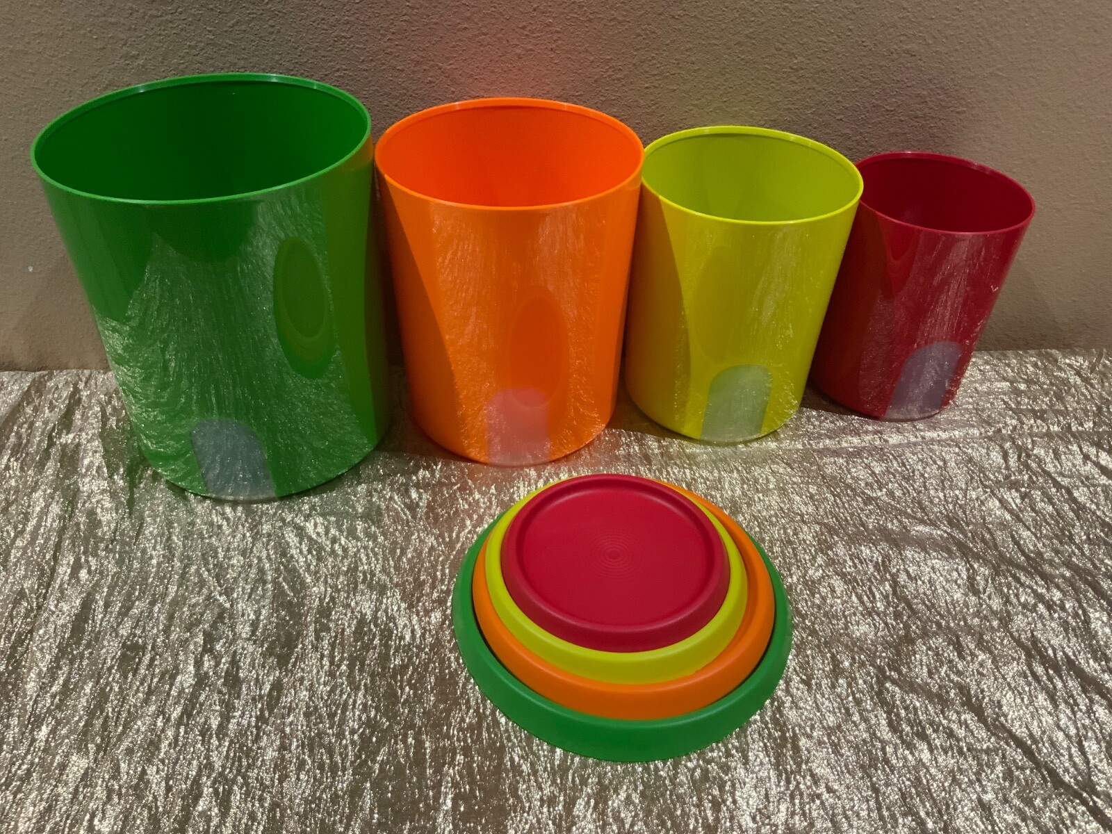 Tupperware Beautiful, Bright and Colorful New Set of 4 Canisters with Clear View