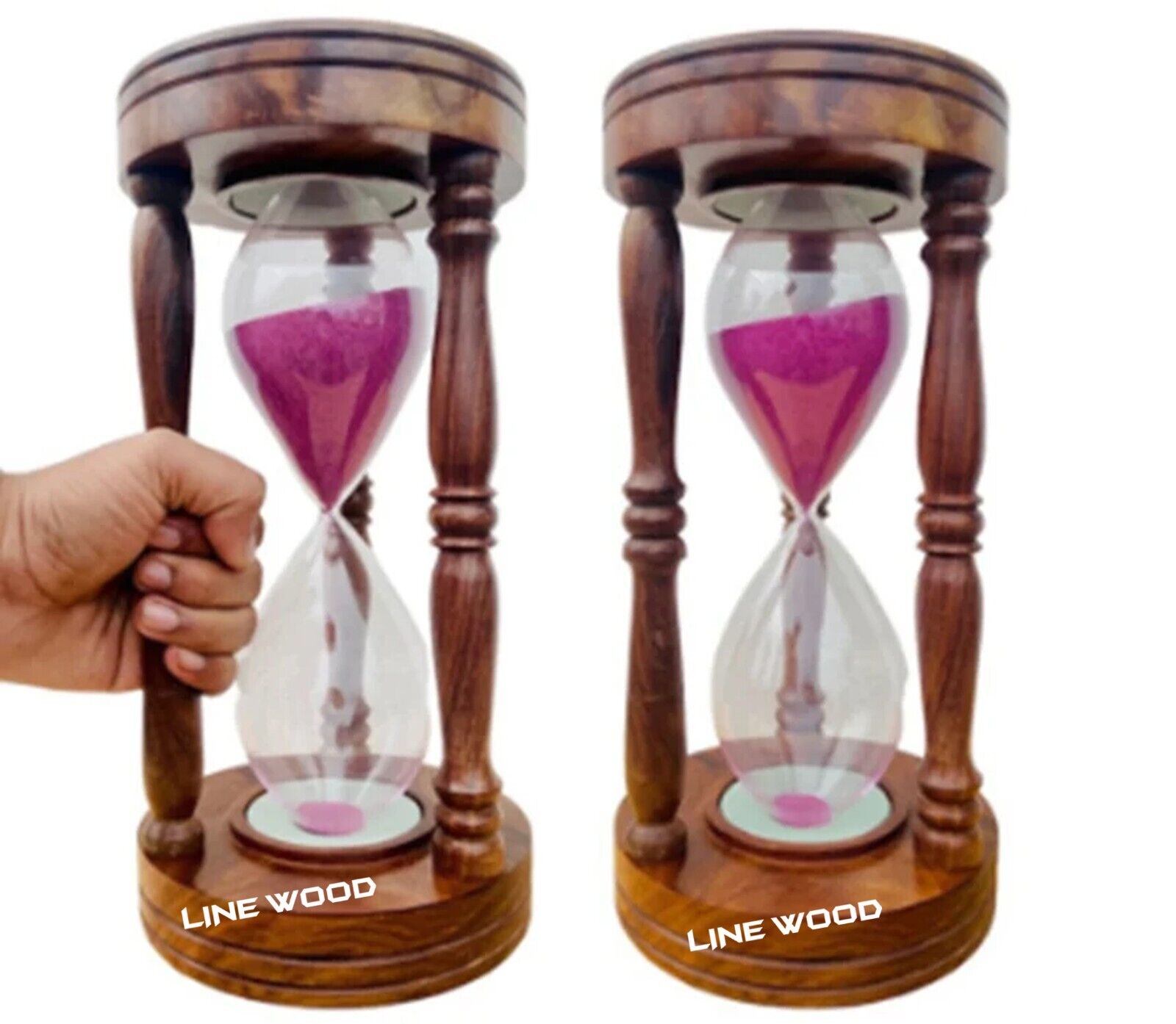 The 30 minute hourglass has cool Wooden bases & stand, matched with the stylish