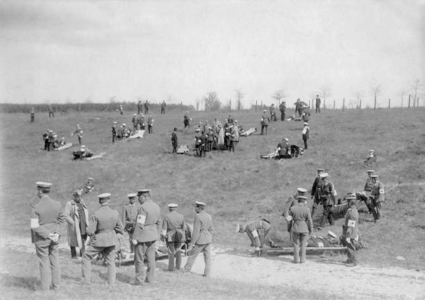 Medical exercise military paramedic 1910 Historic Old Photo