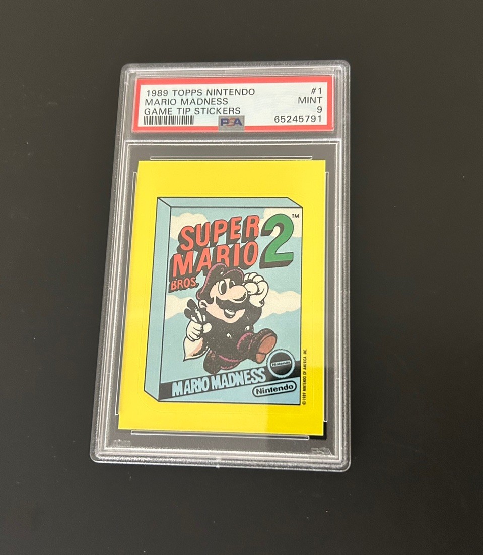Topps 1989 Mario #1 PSA 9 Nintendo Game Tip Stickers #1 Super Mario Bros. 2 Topps 1989 Mario #1 PSA 9 Nintendo Game Tip Stickers #1 Super Mario Bros. 2