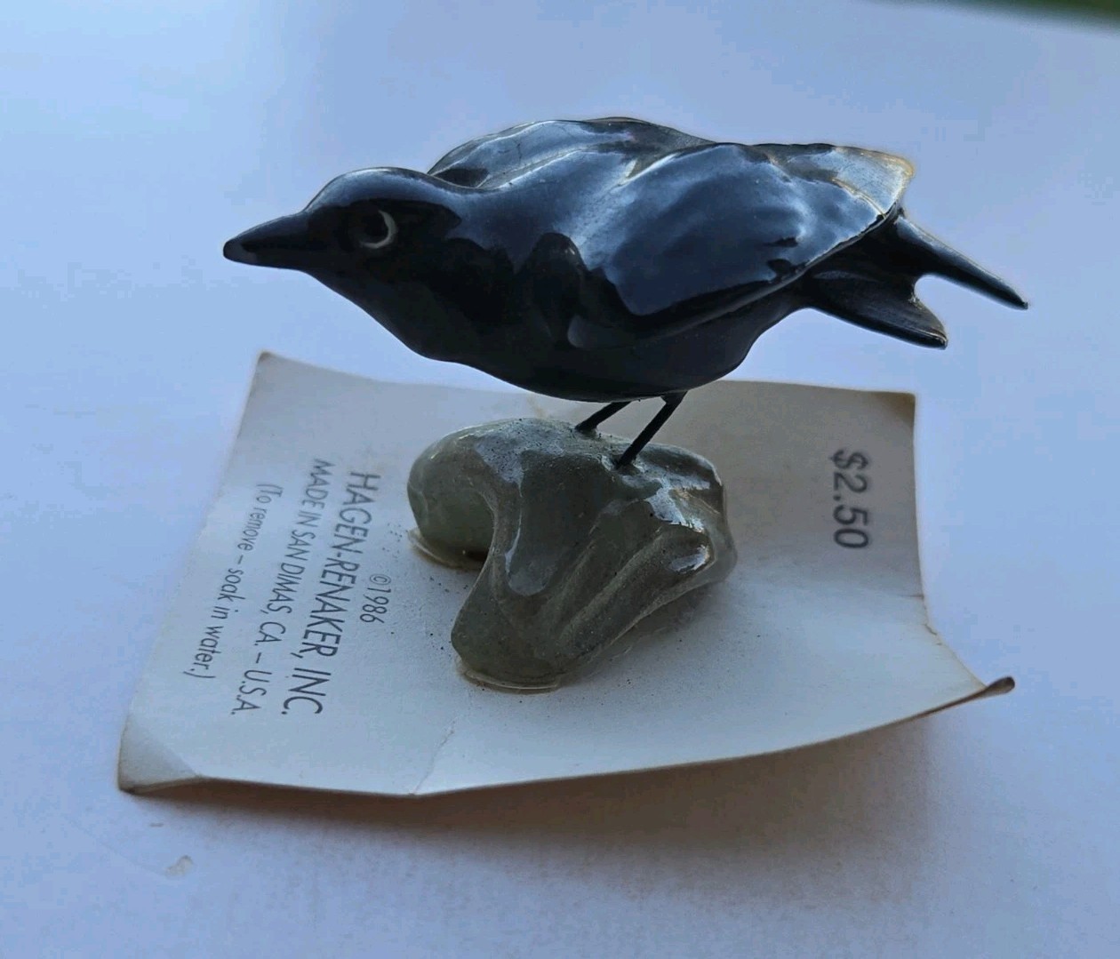 Rare 1987-88 Hagen Renaker Mini Crow on Branch Original 1986 Card San Dimas
