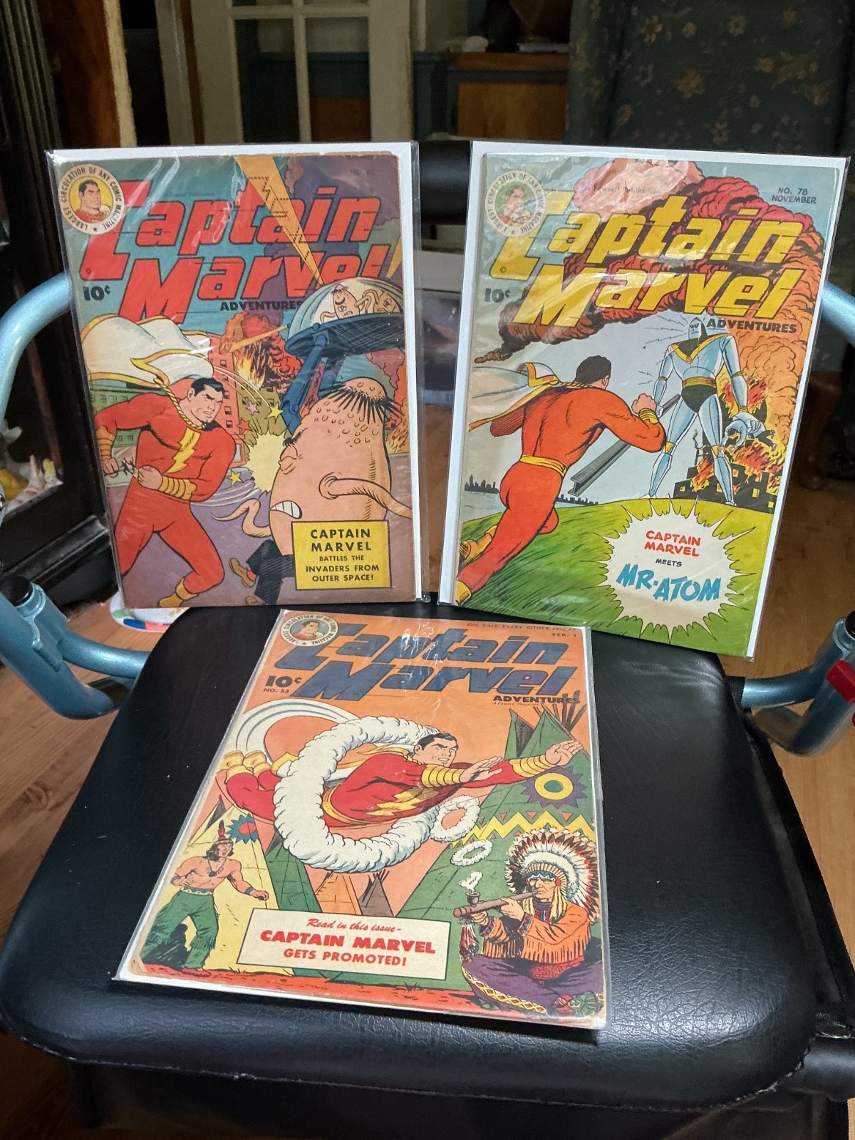 3 Golden Age Captain Marvel 1940’s Comic books lot super hero 1946 - 1948 3 Golden Age Captain Marvel 1940’s Comic books lot super hero 1946 - 1948