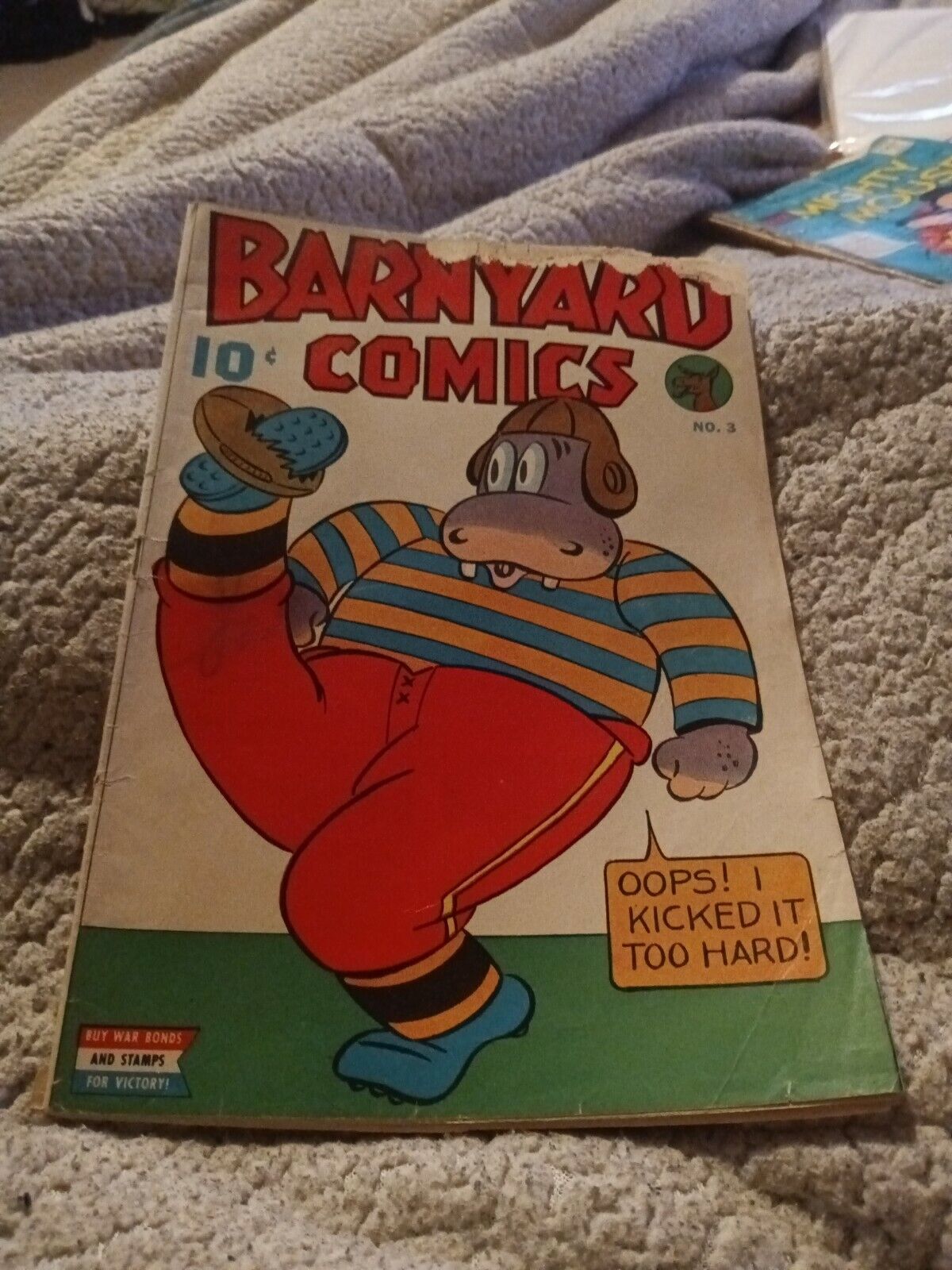 Barnyard Comics 3 WW2 era stories 1944 Football cover Nedor Funny Animals Gerber