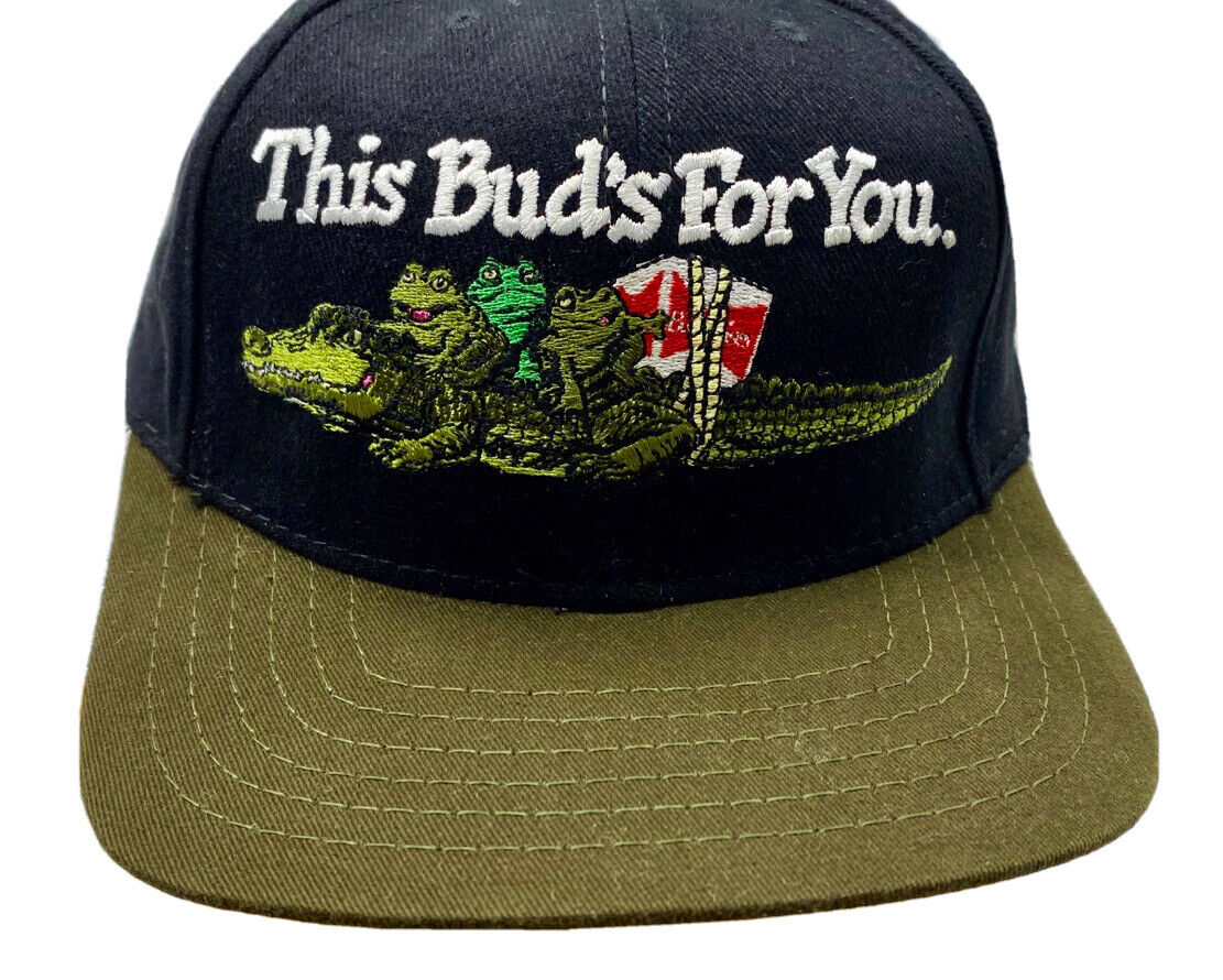 Vintage Budweiser Hat Cap 1995 This Buds For You Promo Farmers Buckle Beer ￼￼￼￼￼