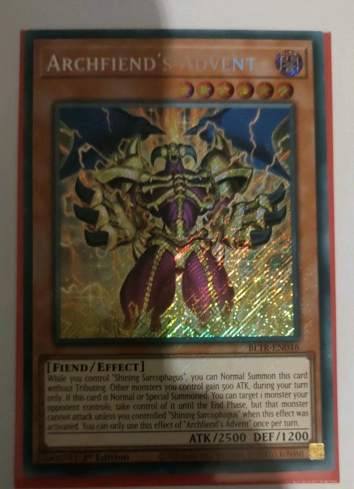 🔥1x Archfiend\'s Advent BLTR-EN046 Secret Rare 1st Edition [MINT/NM] Prismatic🔥