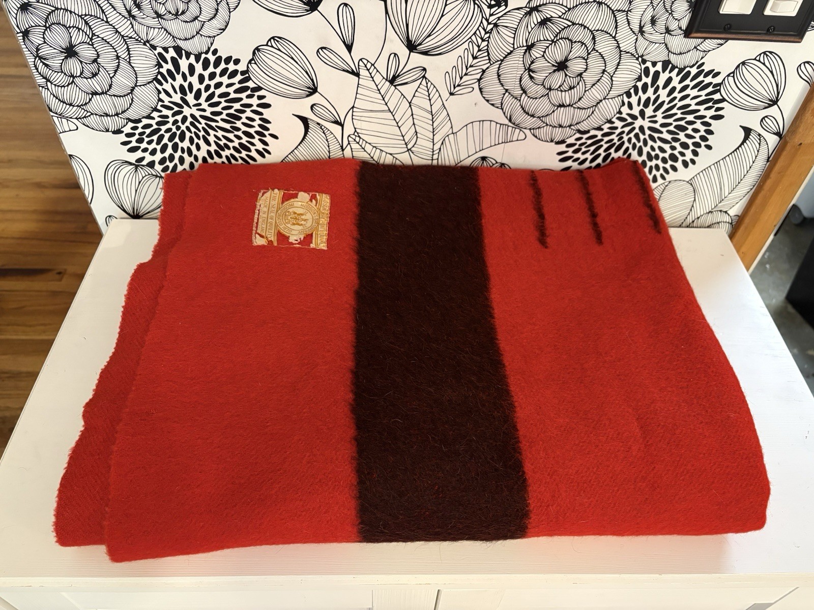 Vintage Hudson's Bay Point Blanket In Scarlet & Black 100% Wool Vintage Hudson's Bay Point Blanket In Scarlet & Black 100% Wool