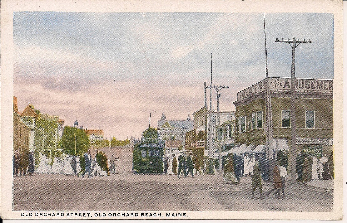Old Orchard Beach ME OOB Street View ca 1915 Streetcar, Trolley, Amusement Park Old Orchard Beach ME OOB Street View ca 1915 Streetcar, Trolley, Amusement Park