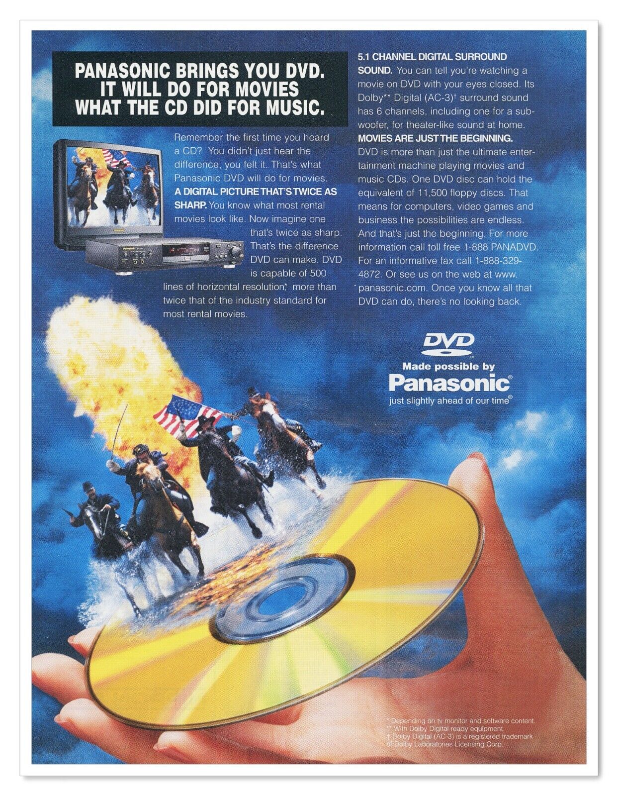 Panasonic DVD Disc Twice as Sharp Vintage 1997 Full-Page Magazine Technology Ad