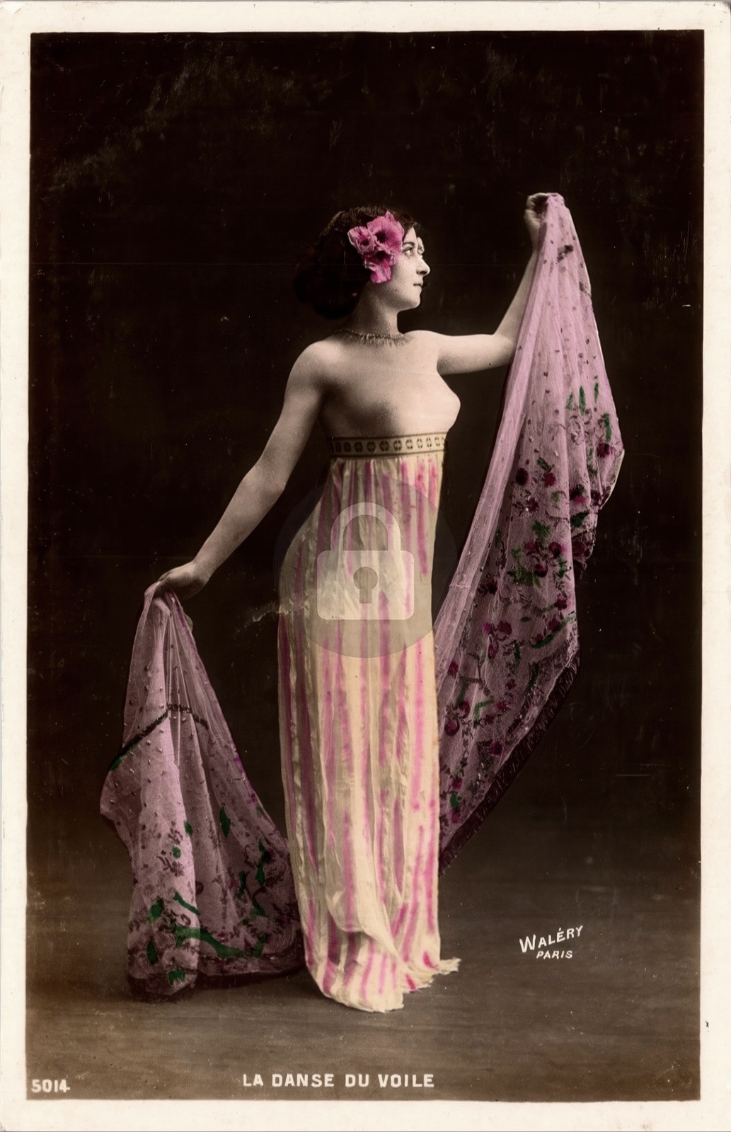 Risqué Dancer LA Danse du Voile Waléry Paris Hand-Colored #3 RPPC Postcard COPY Risqué Dancer LA Danse du Voile Waléry Paris Hand-Colored #3 RPPC Postcard COPY