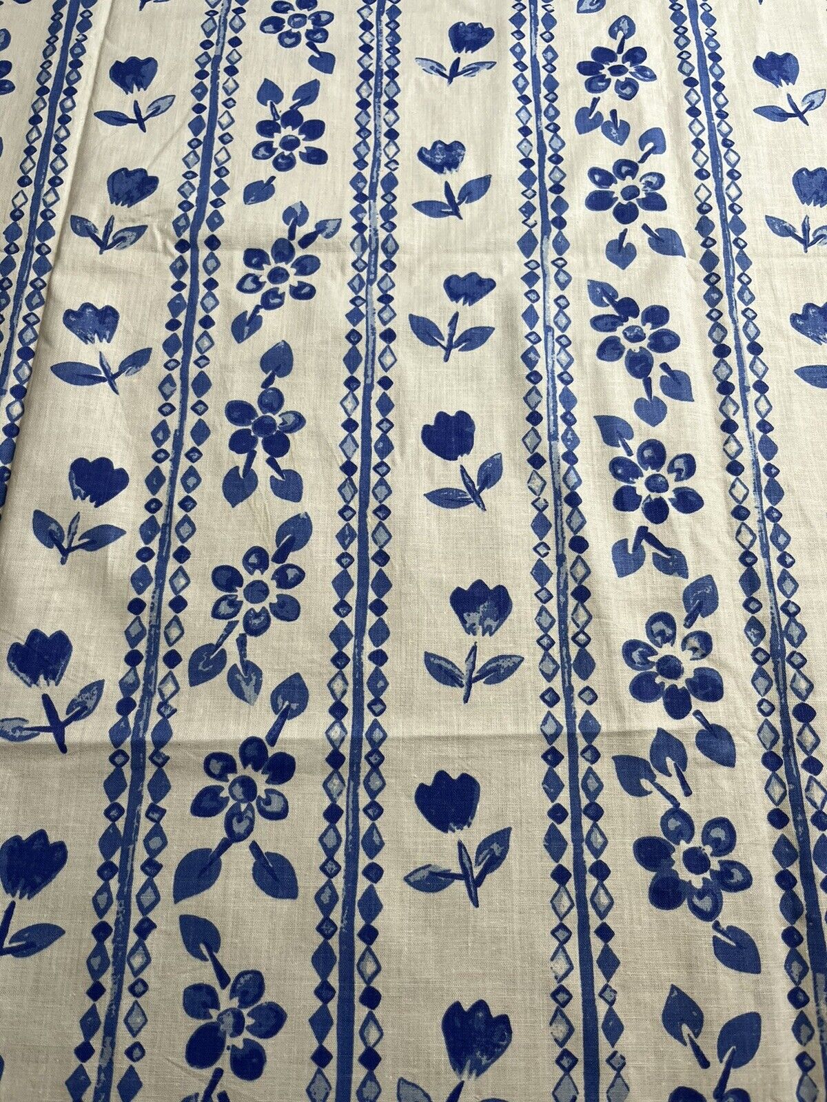 Vintage Floral Fabric ~Blue & White~Cotton~Unused-3.5 Meters
