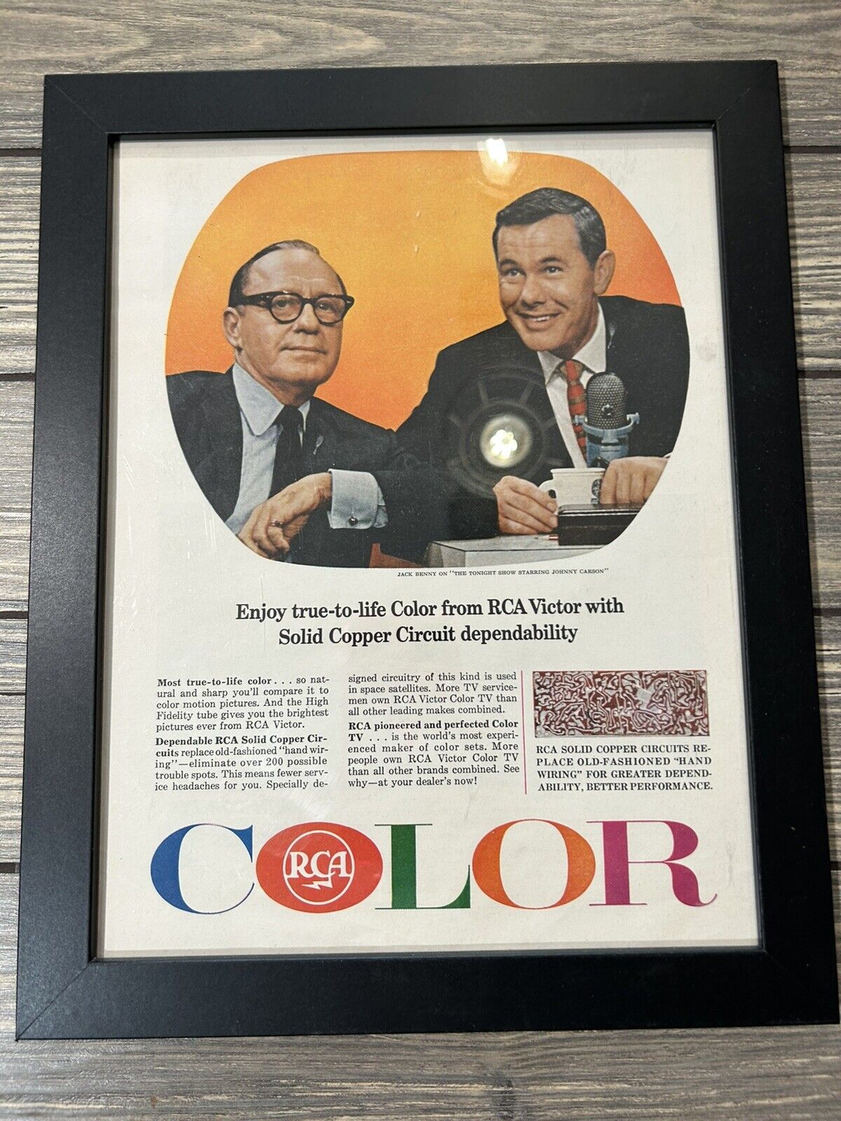 Vintage RCA Color Solid Copper Circuit Promo Ad Framed