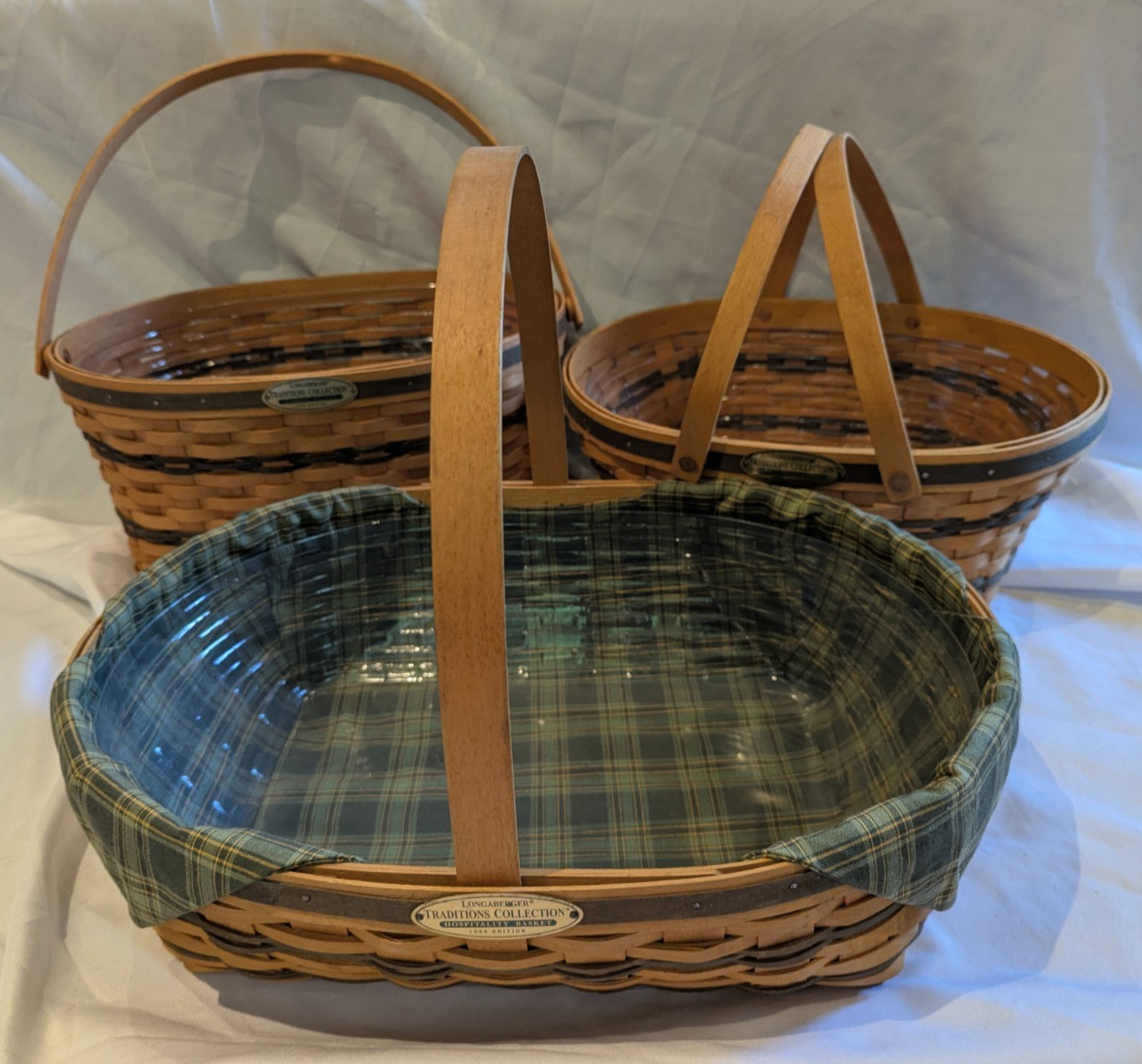 3 Longaberger Traditions Collection Large Baskets Family Community Hospitality