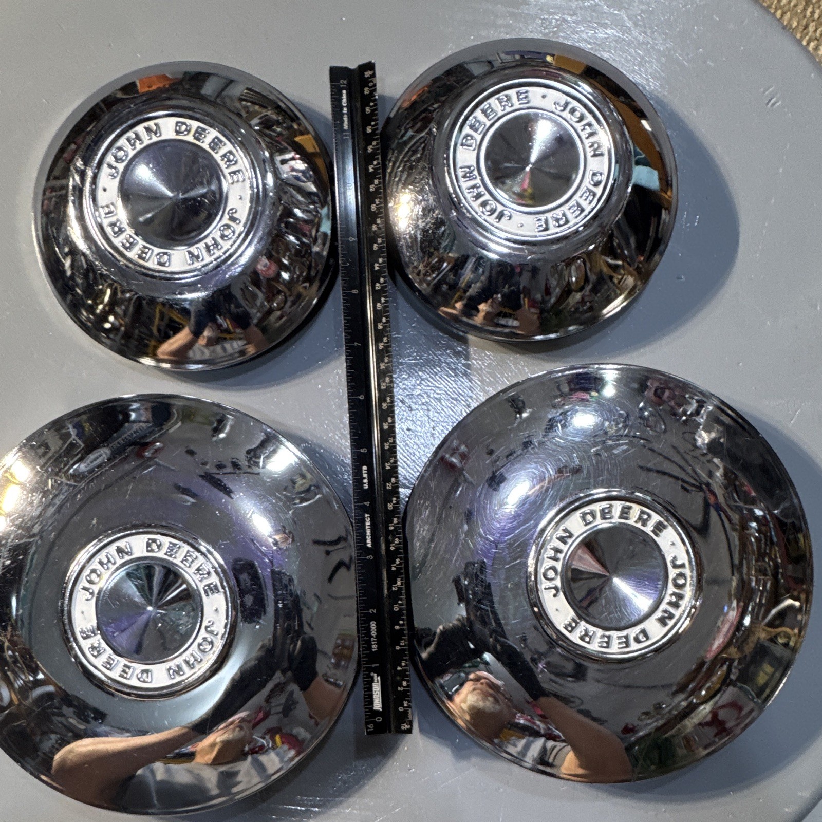 John Deere Hubcaps EXCELLENT VINTAGE John Deere Hubcaps EXCELLENT VINTAGE