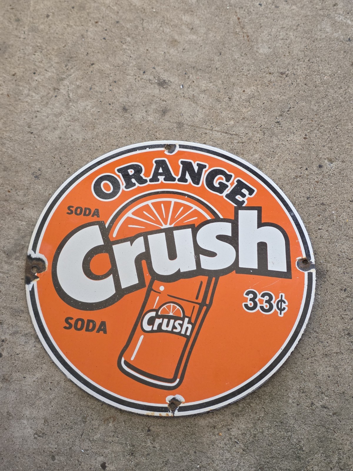 VINTAGE 1950'S ORANGE CRUSH 33 CENTS PORCELAIN GAS STATION SODA SIGN ,COKE 12 VINTAGE 1950'S ORANGE CRUSH 33 CENTS PORCELAIN GAS STATION SODA SIGN ,COKE 12