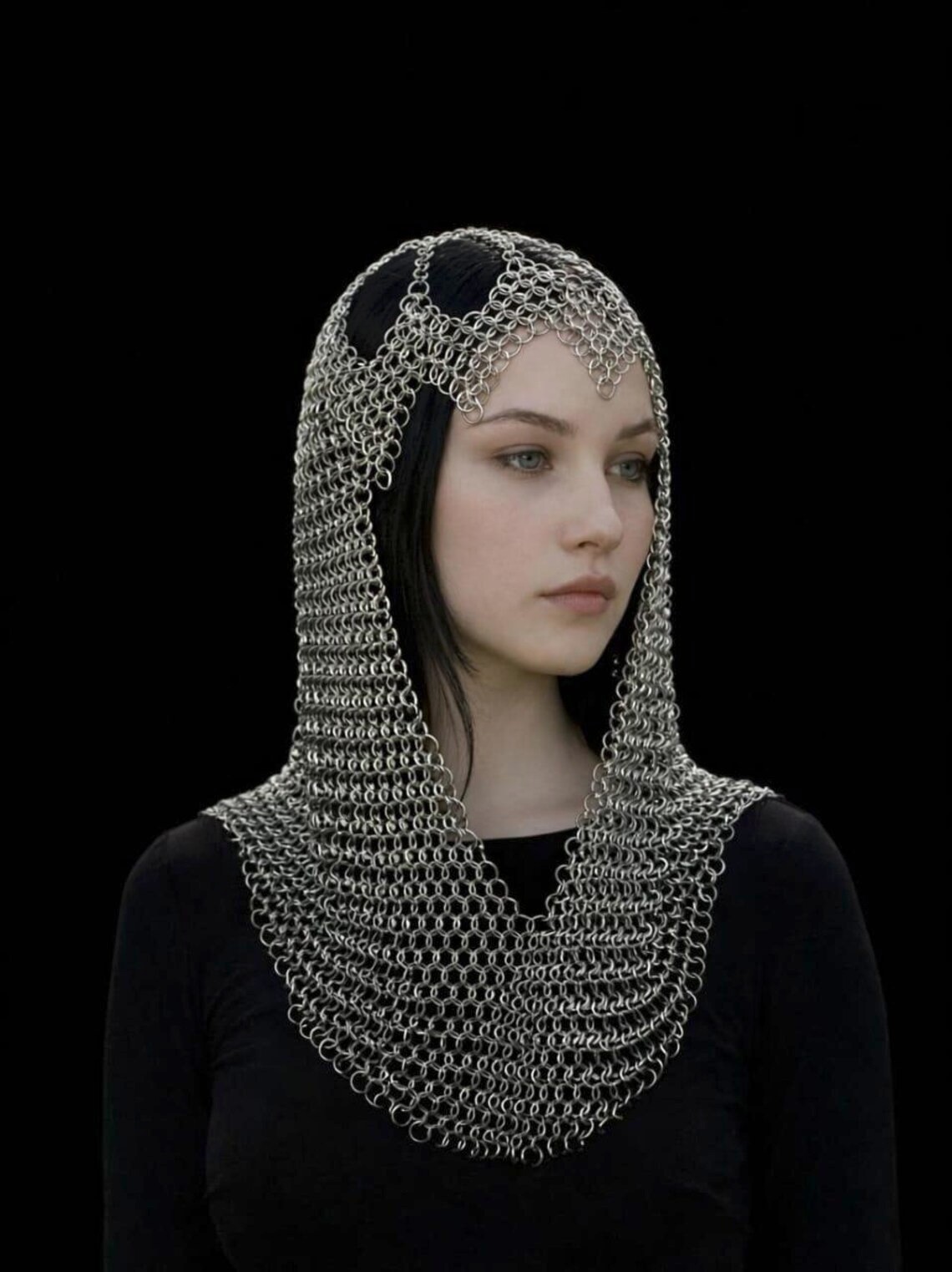 Medieval Handmade Chainmail Headpiece Gothic For Tomorrowland Party Larp Sca Medieval Handmade Chainmail Headpiece Gothic For Tomorrowland Party Larp Sca
