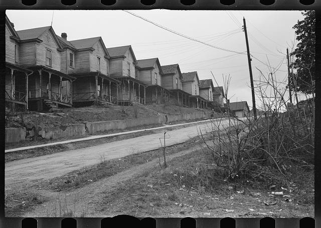 Photo:1930s Row Houses Residential Street Houses Road Scene