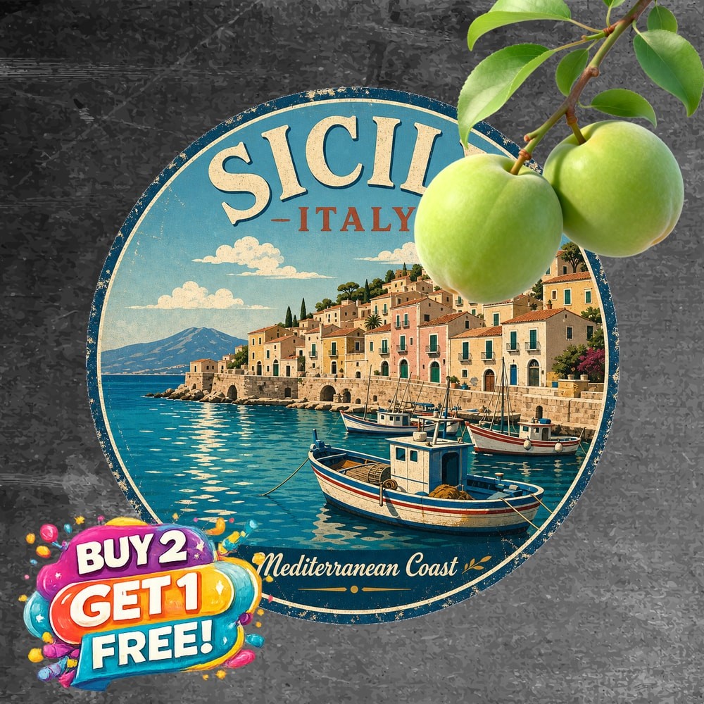 Sicily Italy Scenic View Round Metal Sign Waterproof Travel Decor Plaque 8x8