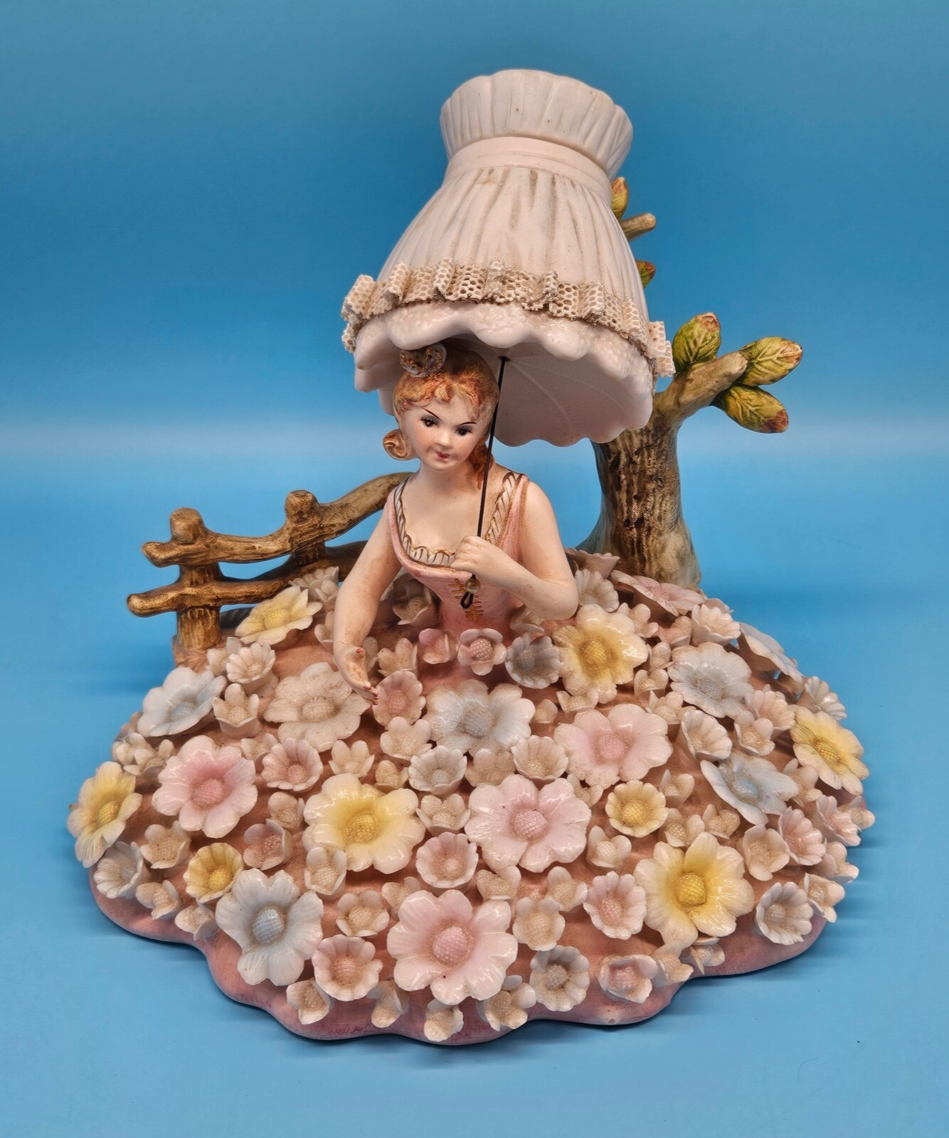 Ardalt Fiori Bianco? Lamp Light #7944 Lady in Dress Figurine Flowers Italy READ