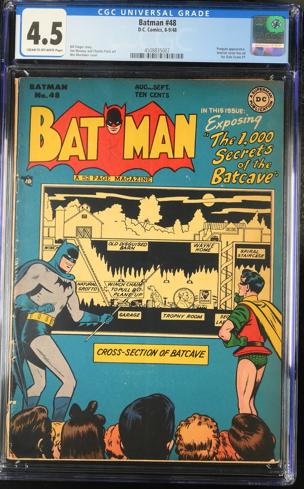 Batman #48 CGC VG+ 4.5 Secrets of the Batcave Penguin Appearance DC Comics