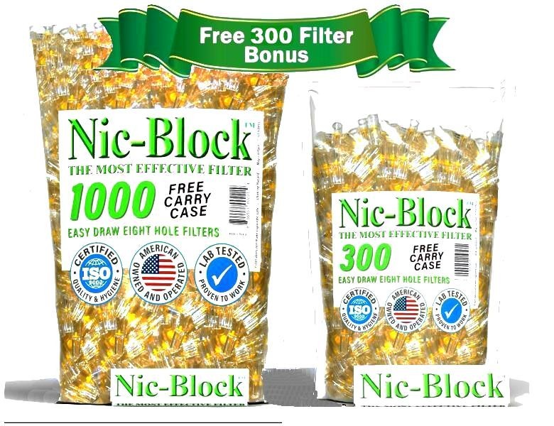 NIC-BLOCK  Cigarette Filters Bulk Wholesale 1300 FILTERS TIPS & FREE CARRY CASE