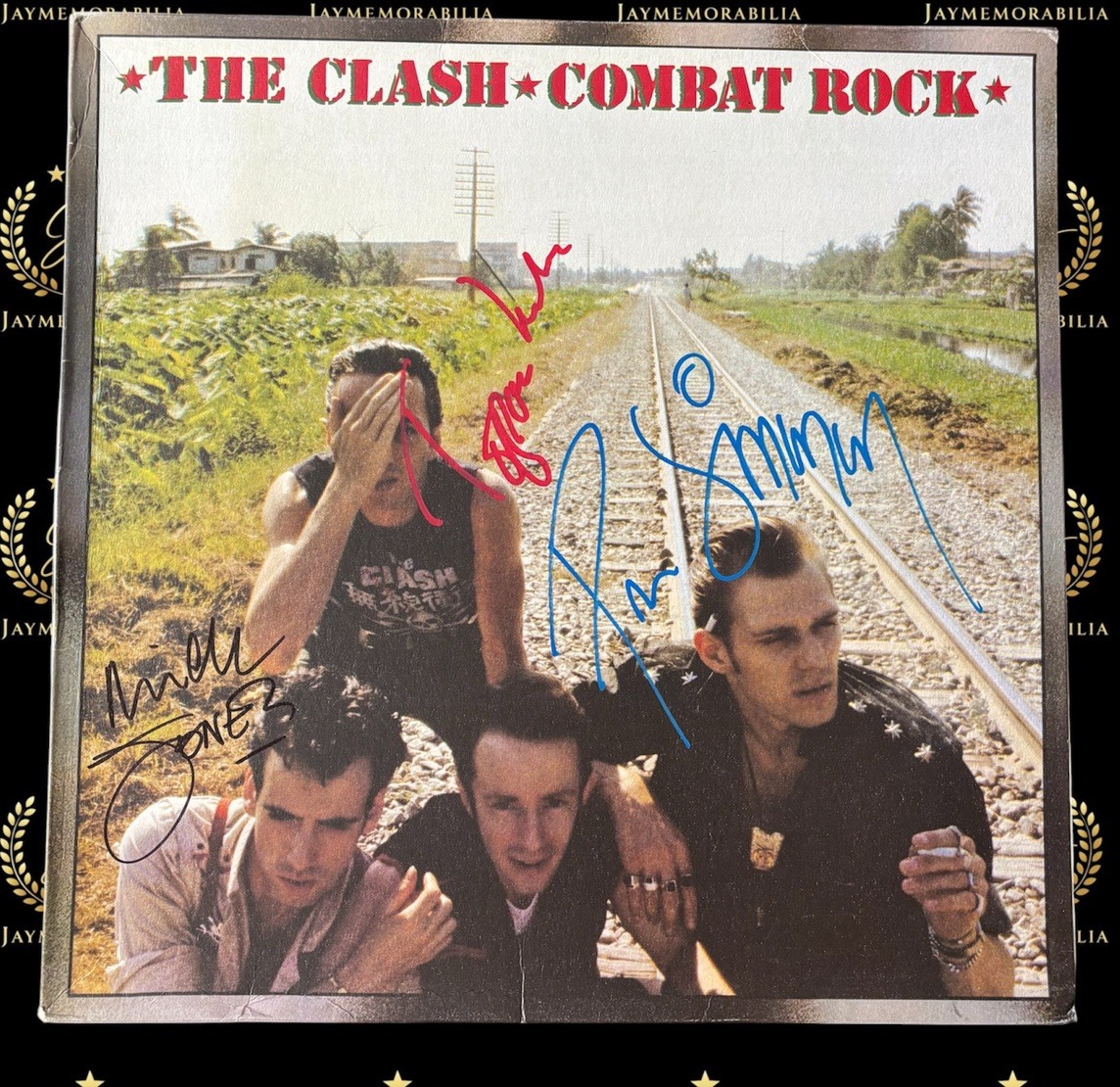 SIGNED THE CLASH PAUL SIMONON MICK JONES TOPPER HEADON COMBAT ROCKS VINYL