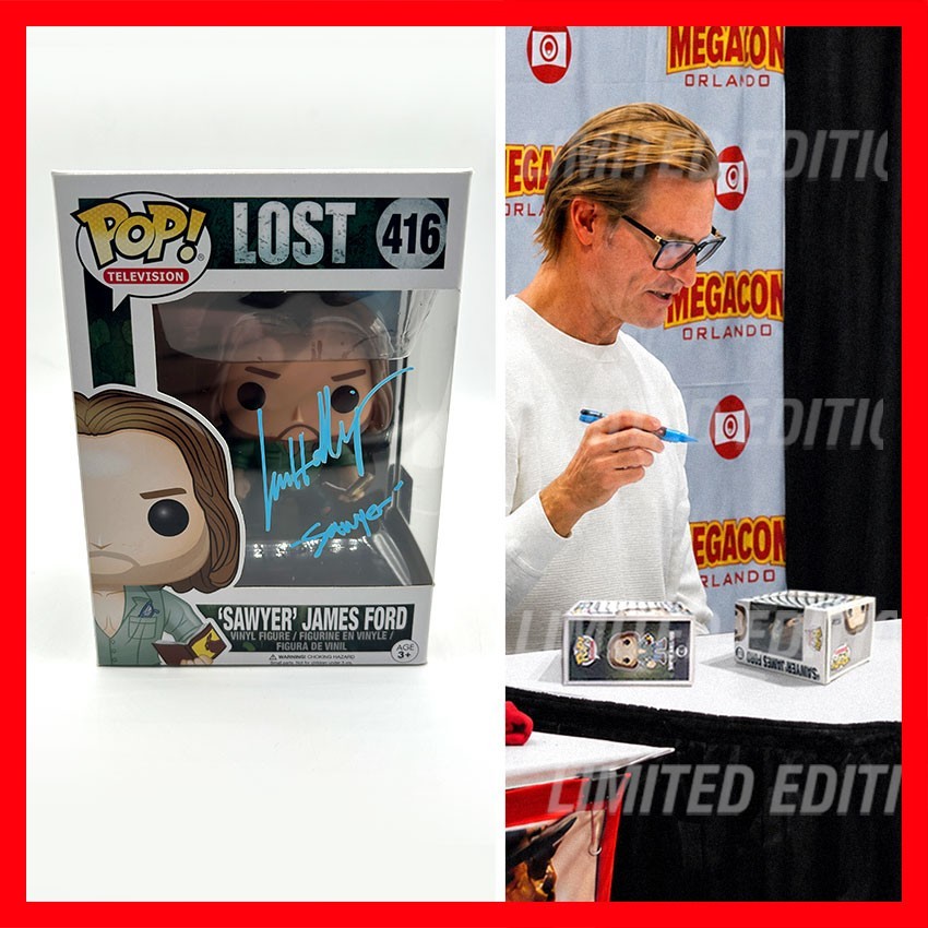 JOSH HOLLOWAY SIGNED Funko Pop LOST Sawyer James Ford #416 Rare - COA + PICTURE