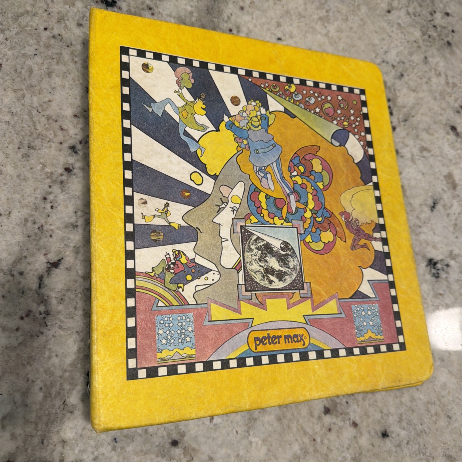 Vintage 1970s Peter Max Groovy 3 Ring Binder Portfolio and Notebook inside Vintage 1970s Peter Max Groovy 3 Ring Binder Portfolio and Notebook inside