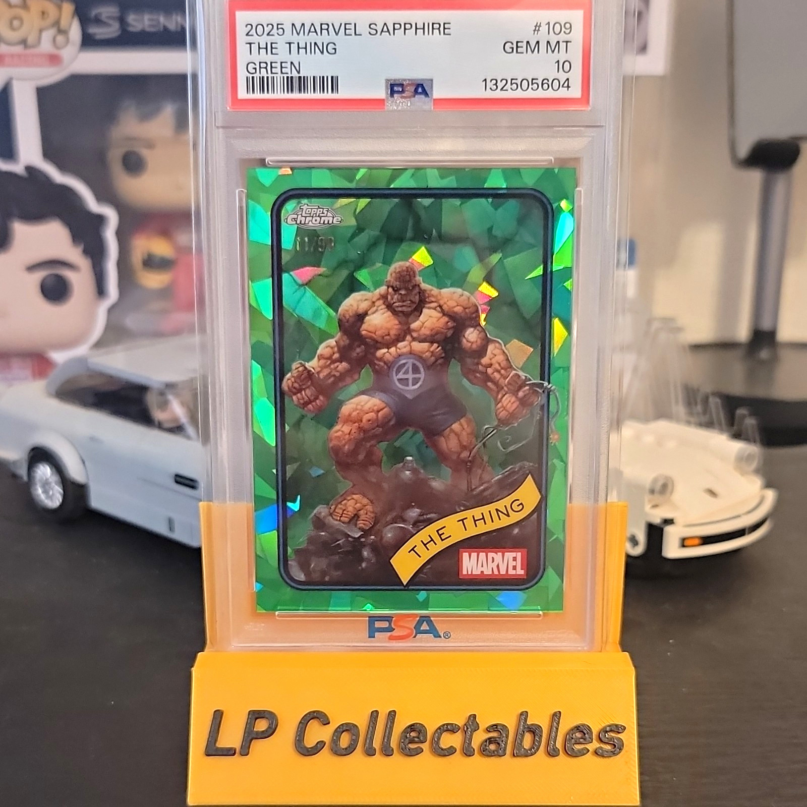 Topps 2025 Marvel Sapphire The Thing Green Parallel #109 PSA 10 Topps 2025 Marvel Sapphire The Thing Green Parallel #109 PSA 10
