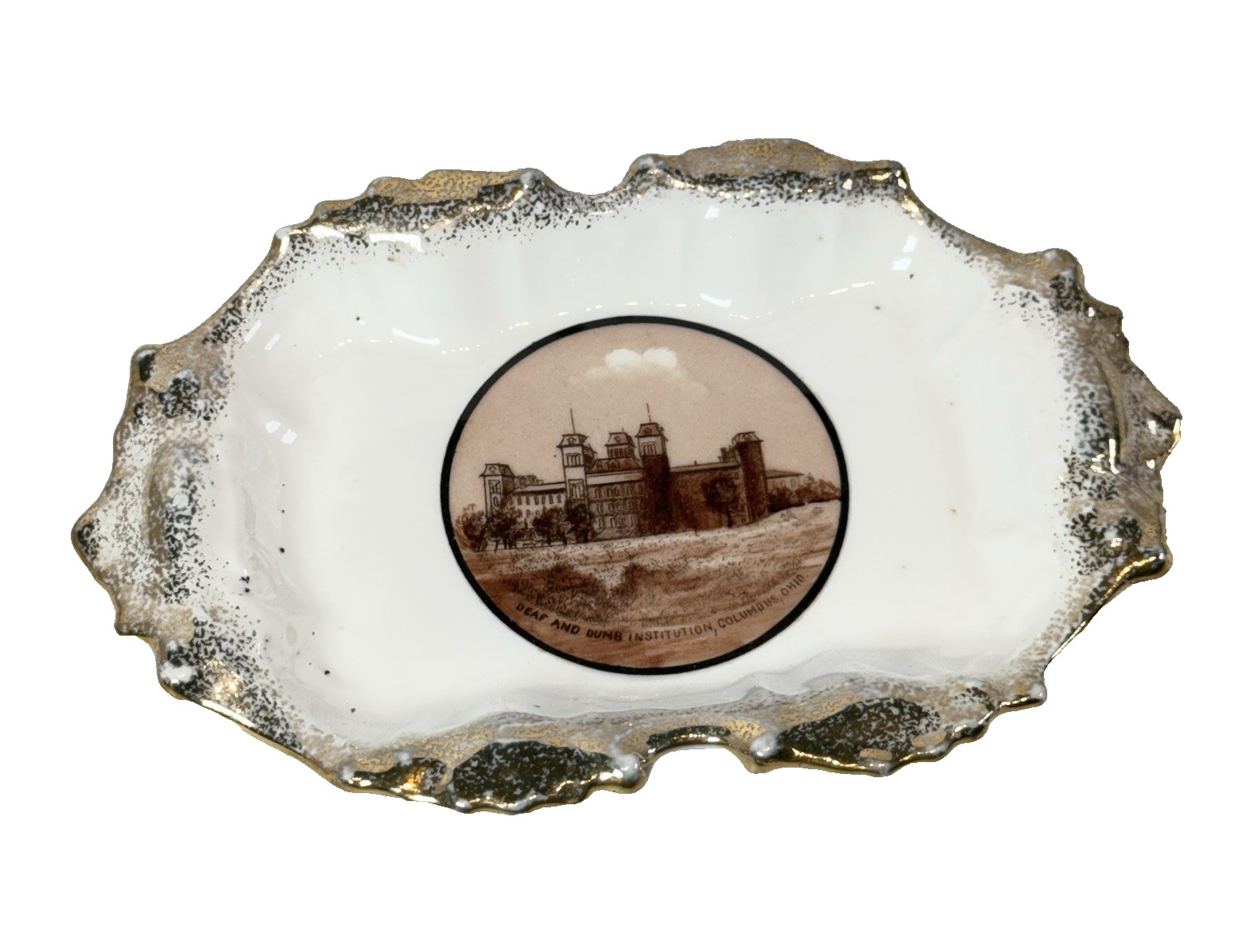 Vtg Antique COLUMBUS, OHIO - DEAF DUMB INSTITUTION 1900s Souvenir China Dish Vtg Antique COLUMBUS, OHIO - DEAF DUMB INSTITUTION 1900s Souvenir China Dish