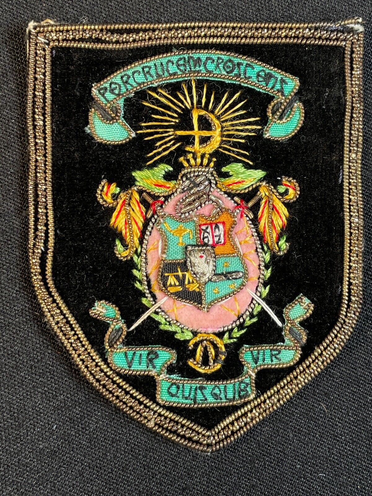 Vintage Lambda Chi Alpha ΛΧΑ Fraternity Crest Patch Velvet Embroidered