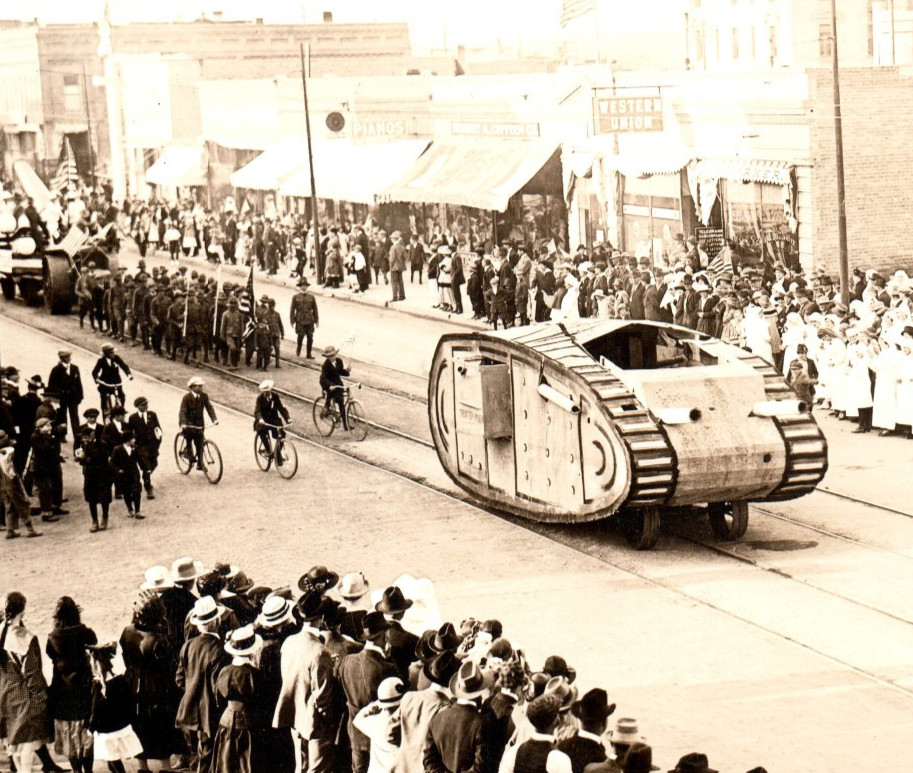 RPPC WWI Sheridan WY Tank Parade Float Tractor Real Photo Postcard Wyoming RPPC WWI Sheridan WY Tank Parade Float Tractor Real Photo Postcard Wyoming