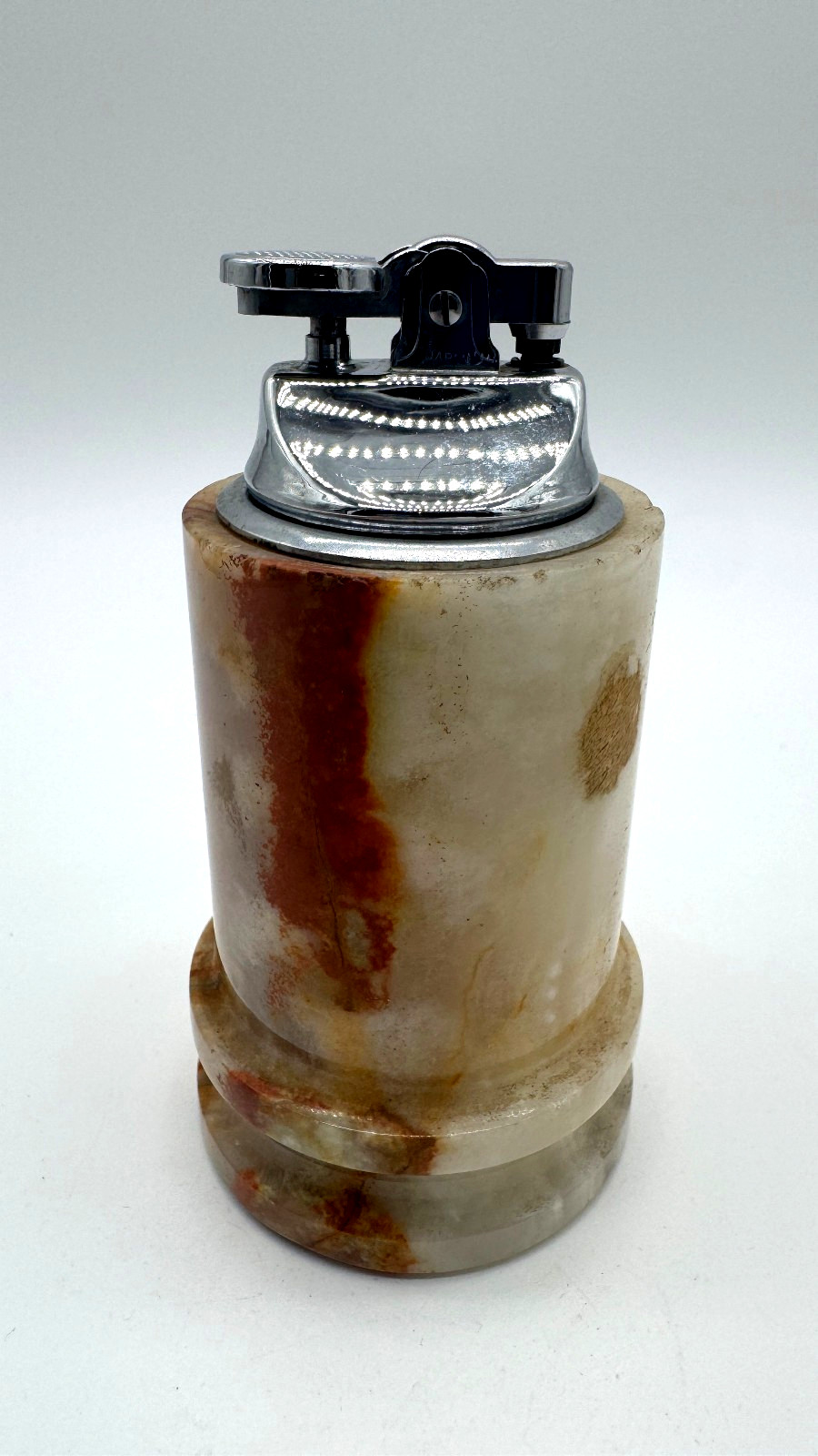 Vintage Onyx Marble Table Lighter Chrome Insert Japan MCM 1960s 1970s