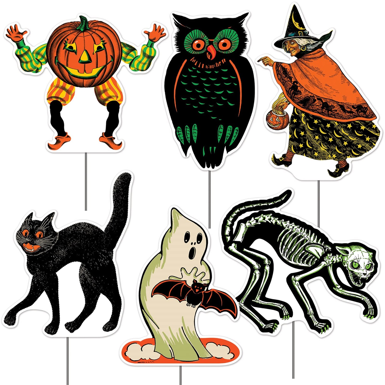 Beistle Vintage Halloween Yard Signs with Stakes 6 Piece Set