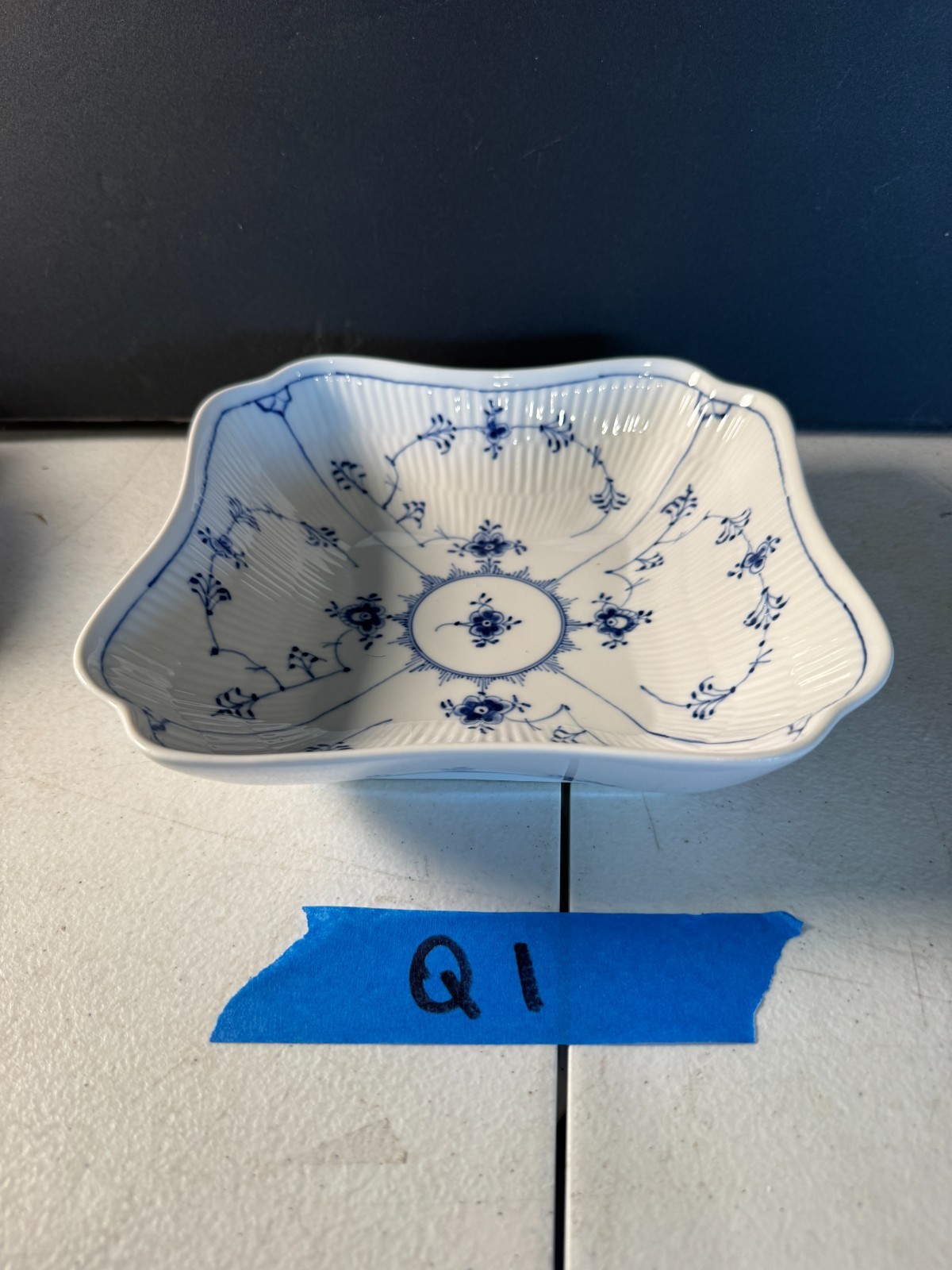ROYAL COPENHAGEN Blue Fluted Plain Square Vegetable Bowl 09 ROYAL COPENHAGEN Blue Fluted Plain Square Vegetable Bowl 09