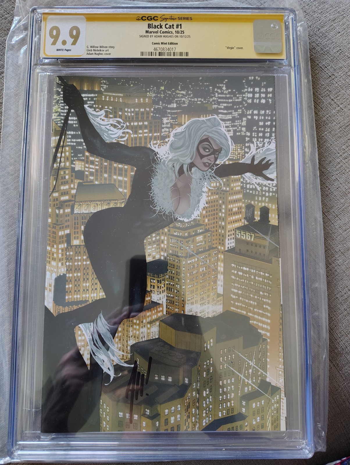 BLACK CAT #1 CGC SS 9.9 Signed Adam Hughes Virgin Variant Cover Ltd To 500 RARE BLACK CAT #1 CGC SS 9.9 Signed Adam Hughes Virgin Variant Cover Ltd To 500 RARE