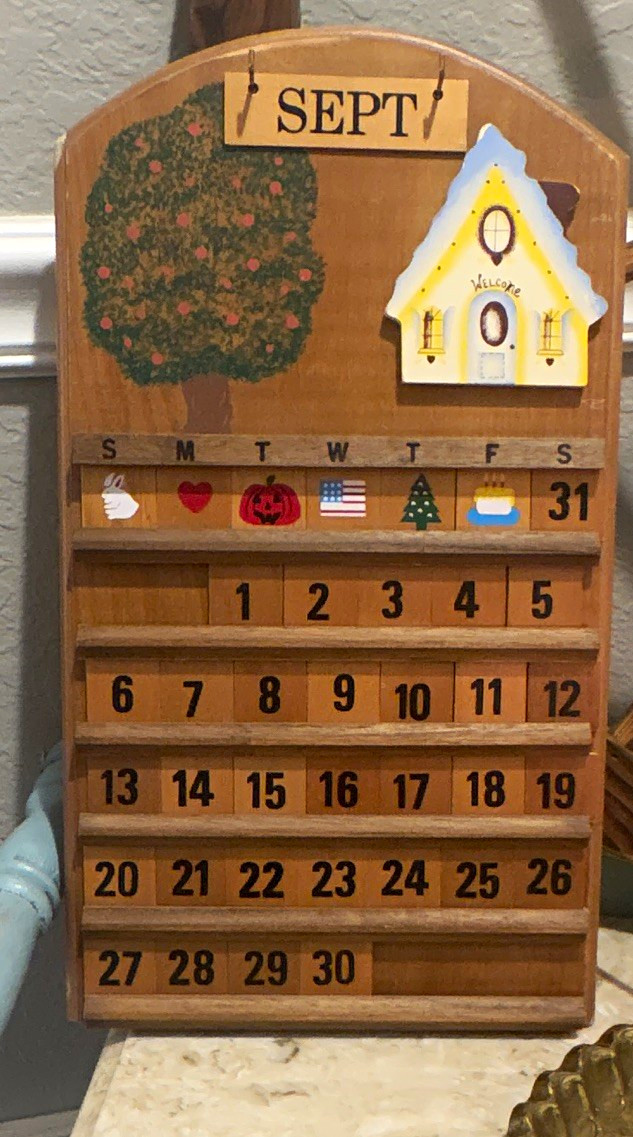 Vintage 1970’s Handcrafted Wooden Perpetual Wall Calendar with Changeable Blocks Vintage 1970’s Handcrafted Wooden Perpetual Wall Calendar with Changeable Blocks