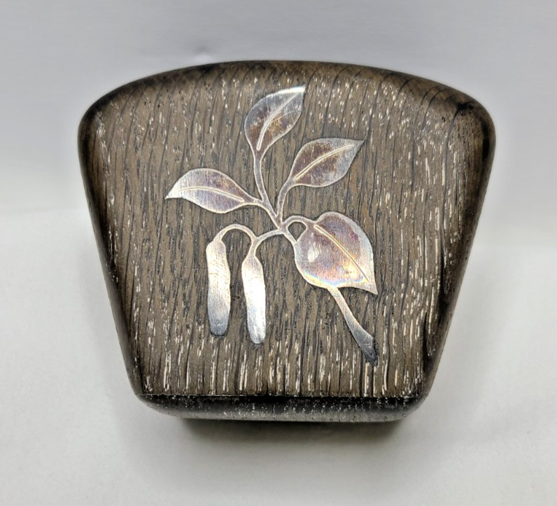 Vintage Danish Andersen Søhoel Bog Oak Sterling Silver Pen Holder 1960s Floral