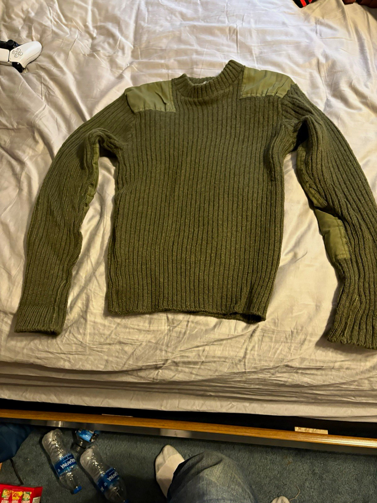 Brigade Quartermaster Green Ribbed Military Sweater w/ Patches Size 38 NATO No. Brigade Quartermaster Green Ribbed Military Sweater w/ Patches Size 38 NATO No.