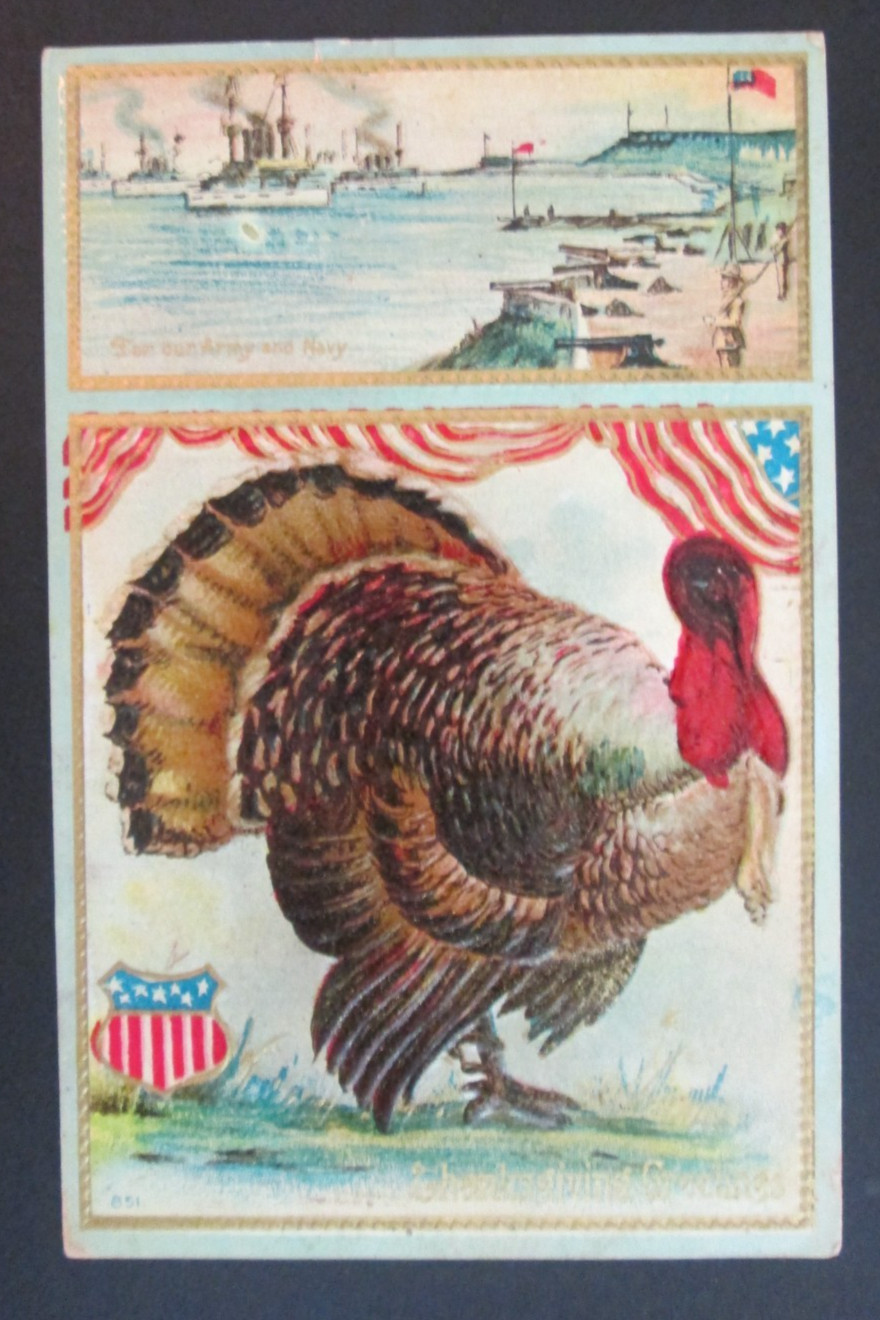 Colorful Embossed Patriotic Thanksgiving Greetings Postcard 3 Colorful Embossed Patriotic Thanksgiving Greetings Postcard 3